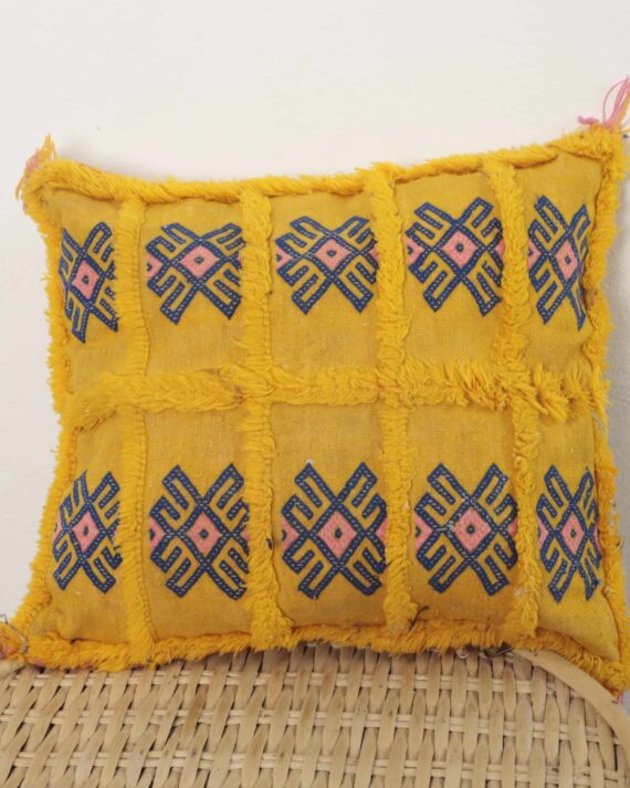 yellow Moroccan pillow