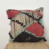 boucherouite Moroccan pillow – Handmade Textured Cushion 39×36 cm Colorful Boho Décor