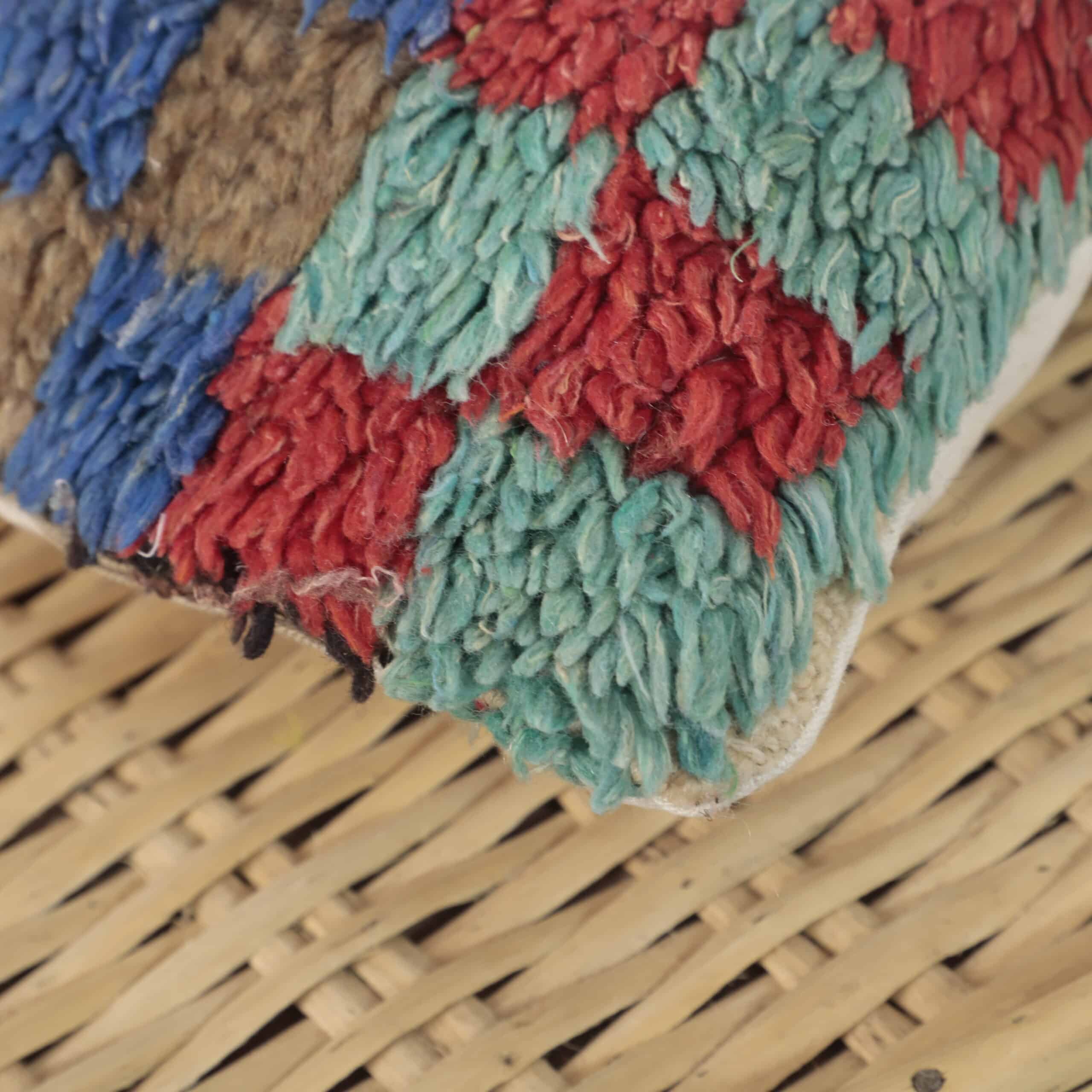 Moroccan checkered pillow – Handmade Wool Cushion 36×30 cm Colorful Vintage Boho Decor - Image 5