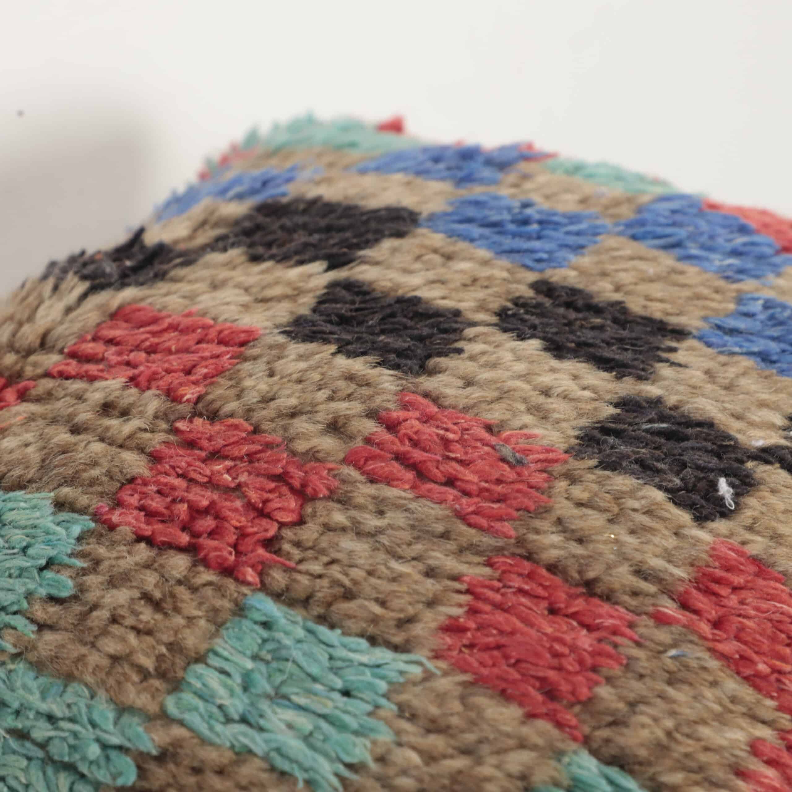Moroccan checkered pillow – Handmade Wool Cushion 36×30 cm Colorful Vintage Boho Decor - Image 3