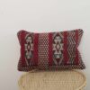 Handmade Moroccan kilim pillow with red Berber geometric patterns