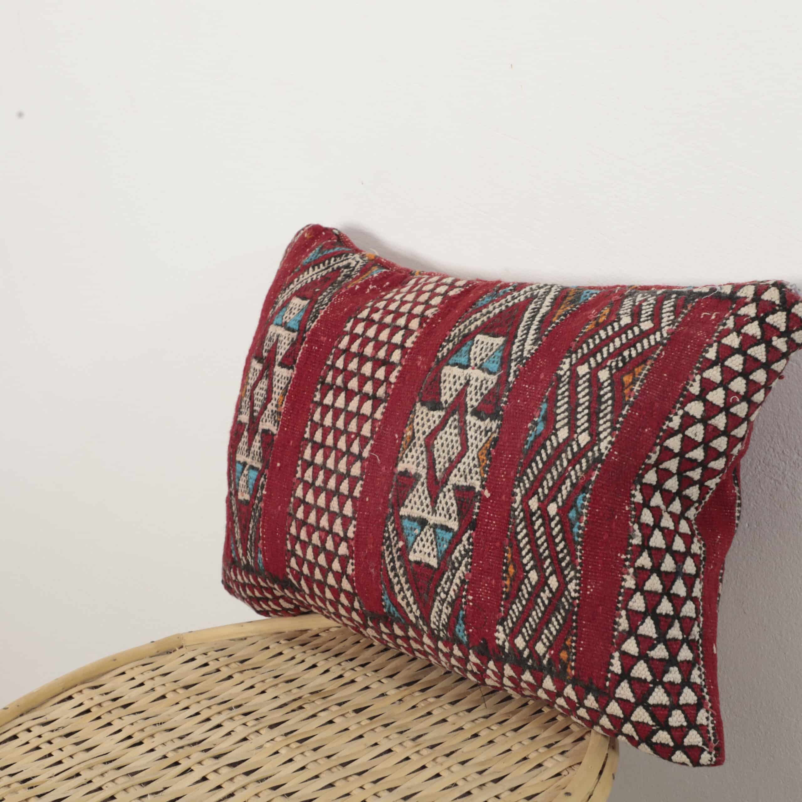Moroccan Kilim Pillow 44x27 cm | Handmade Berber Cushion - Image 5