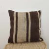 Handwoven Moroccan kilim pillow with brown and beige stripes