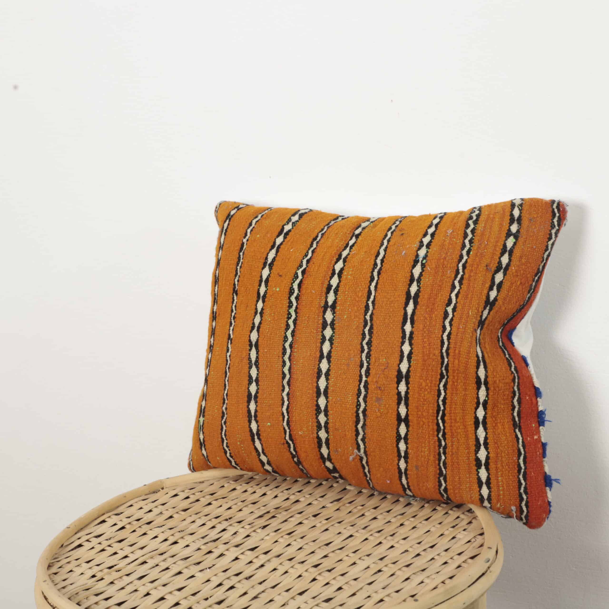 Moroccan Striped Kilim Pillow 40x30 cm | Handwoven Berber Cushion - Image 2