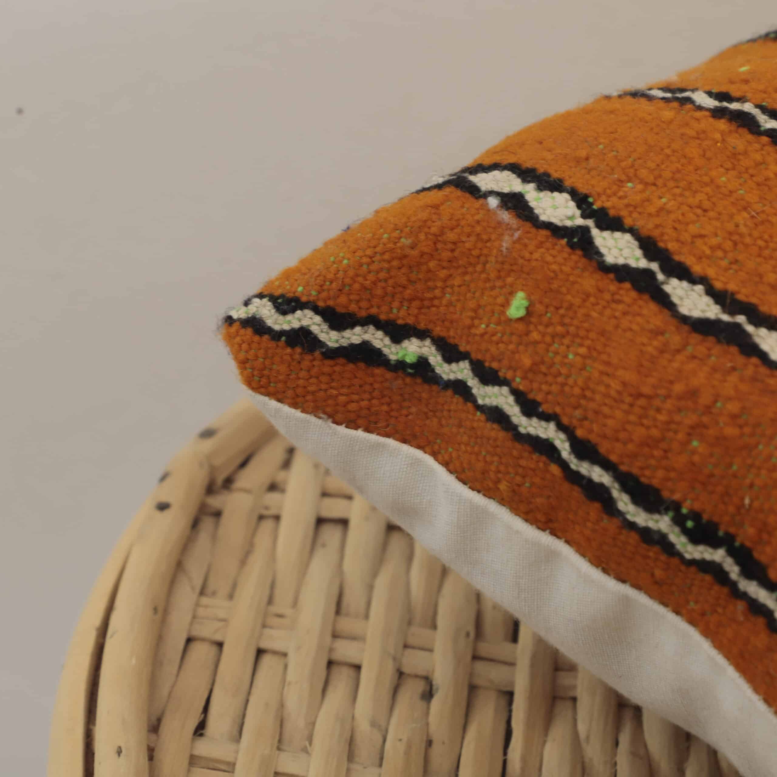 Moroccan Striped Kilim Pillow 40x30 cm | Handwoven Berber Cushion - Image 5