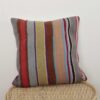 Moroccan multicolor kilim pillow with handwoven striped Berber design