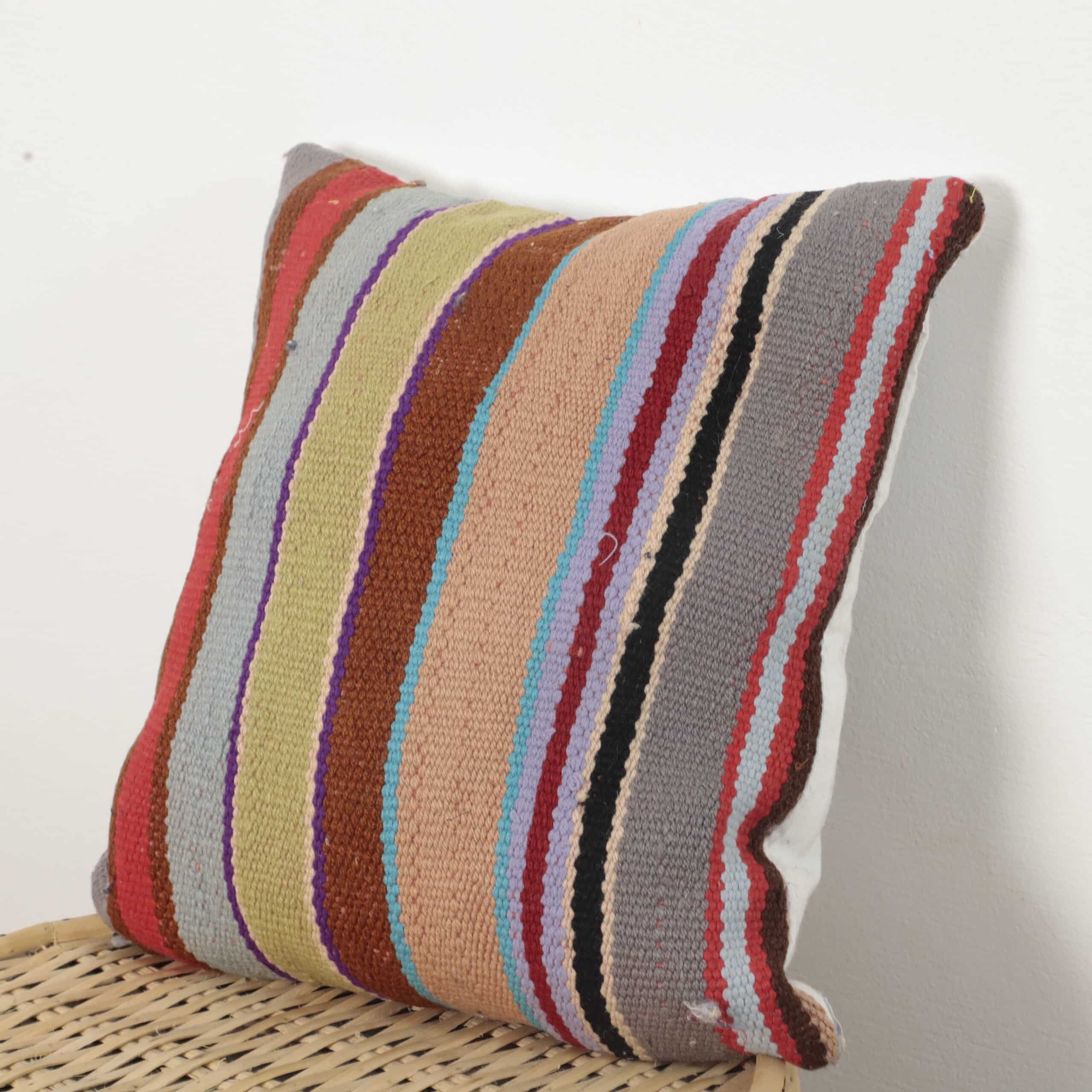 Moroccan Multicolor Kilim Pillow 37x36 cm | Handwoven Berber Cushion - Image 6