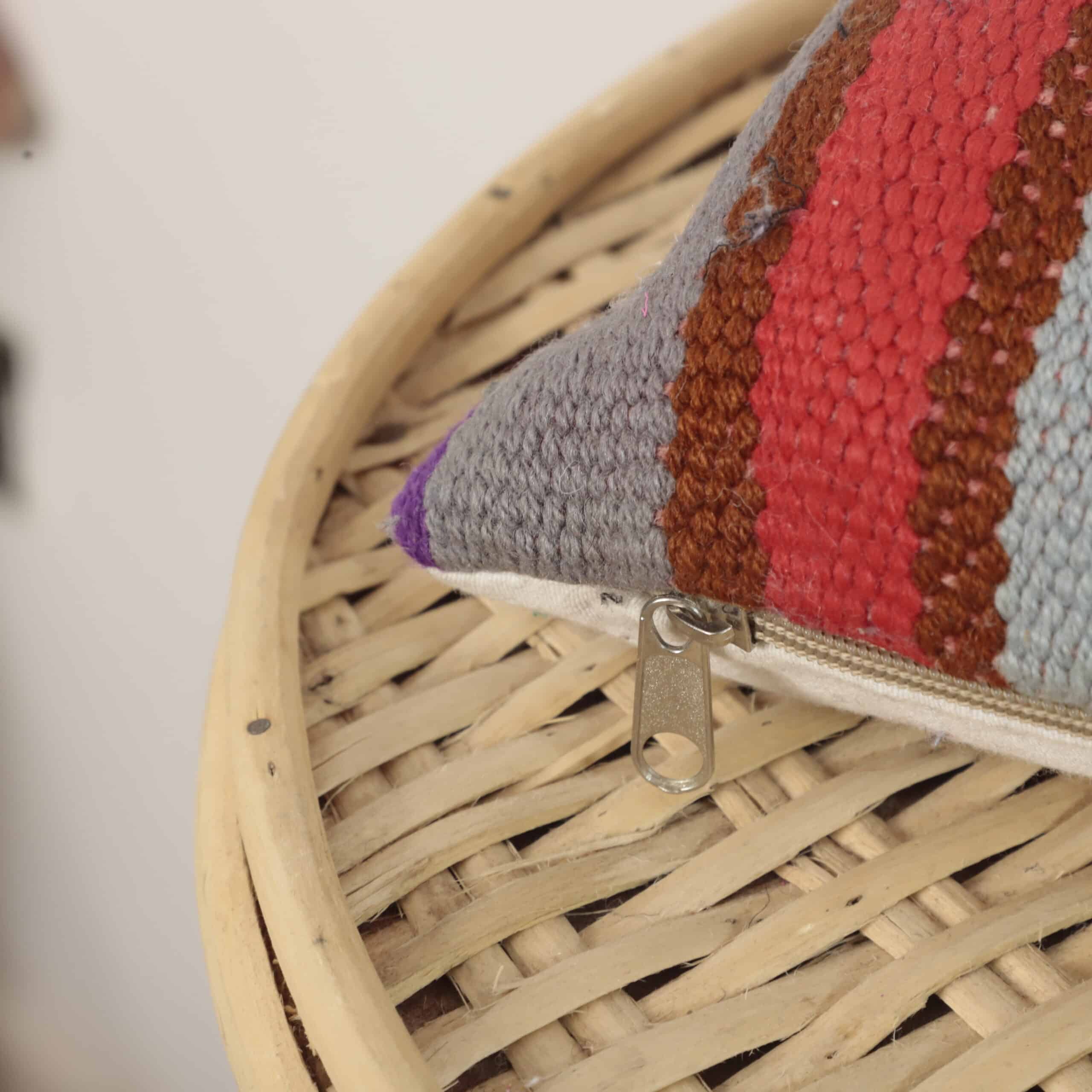 Moroccan Multicolor Kilim Pillow 37x36 cm | Handwoven Berber Cushion - Image 2