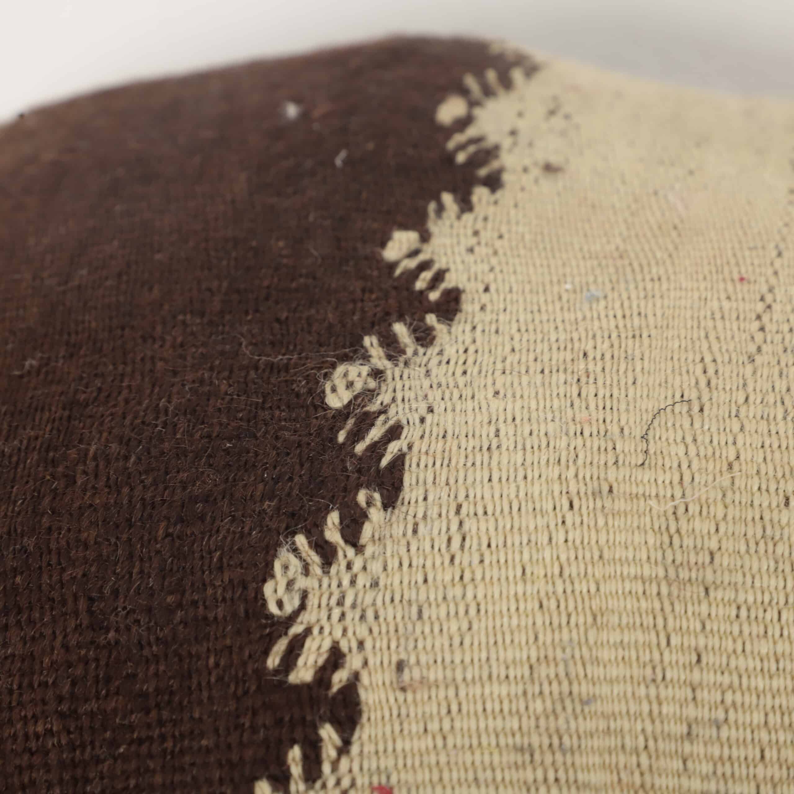 Moroccan Neutral Kilim Pillow 42x36 cm | Handwoven Berber Cushion - Image 5