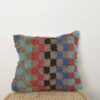 Moroccan checkered wool pillow