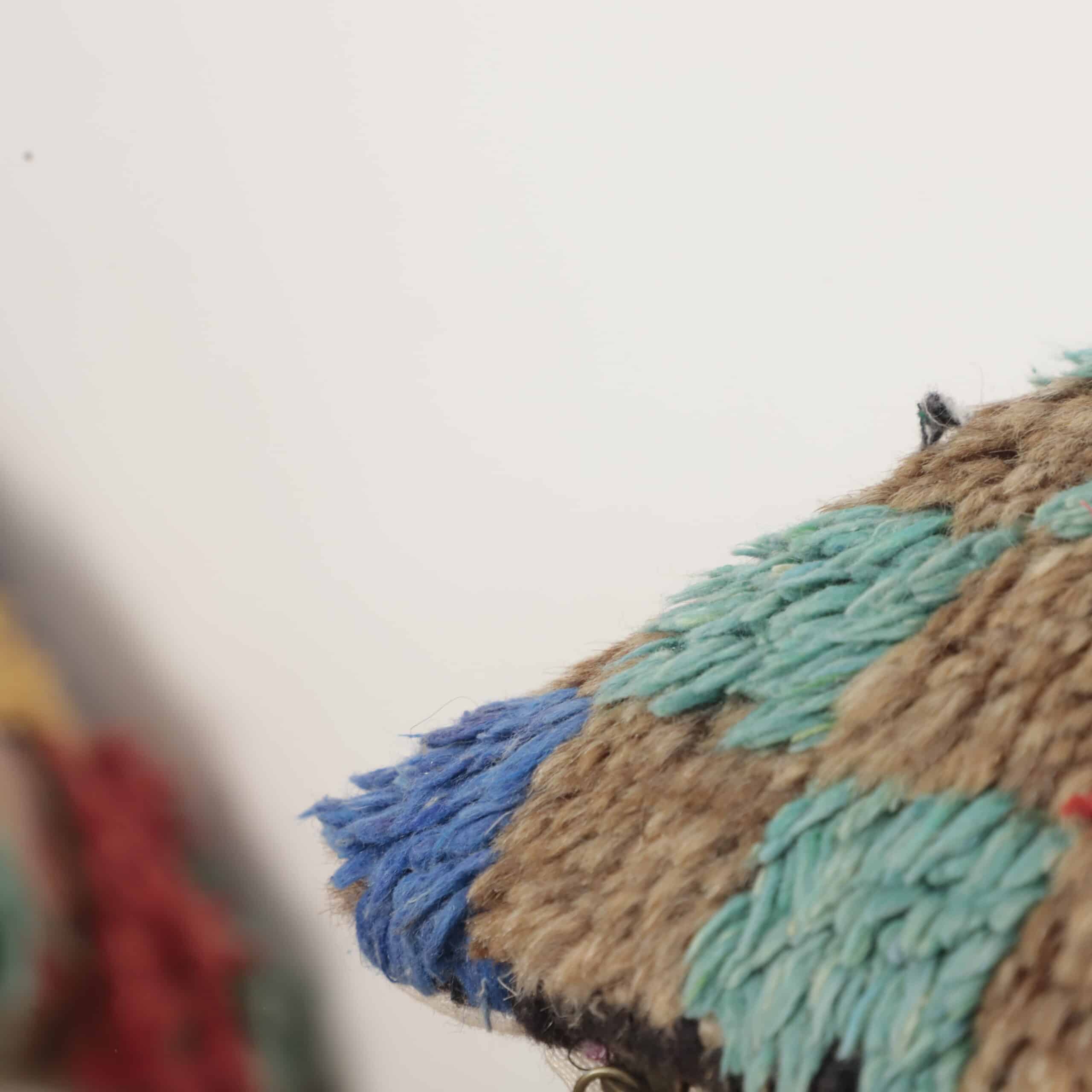 Moroccan Checkered Wool Pillow 36x30 cm | Handmade Berber Cushion - Image 3