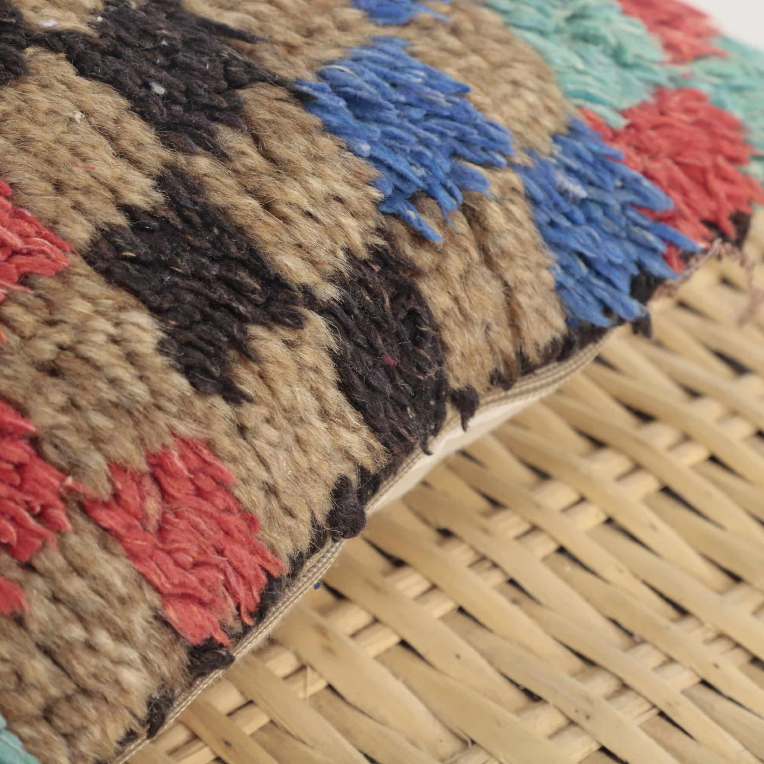 Moroccan Checkered Wool Pillow 36x30 cm | Handmade Berber Cushion - Image 5