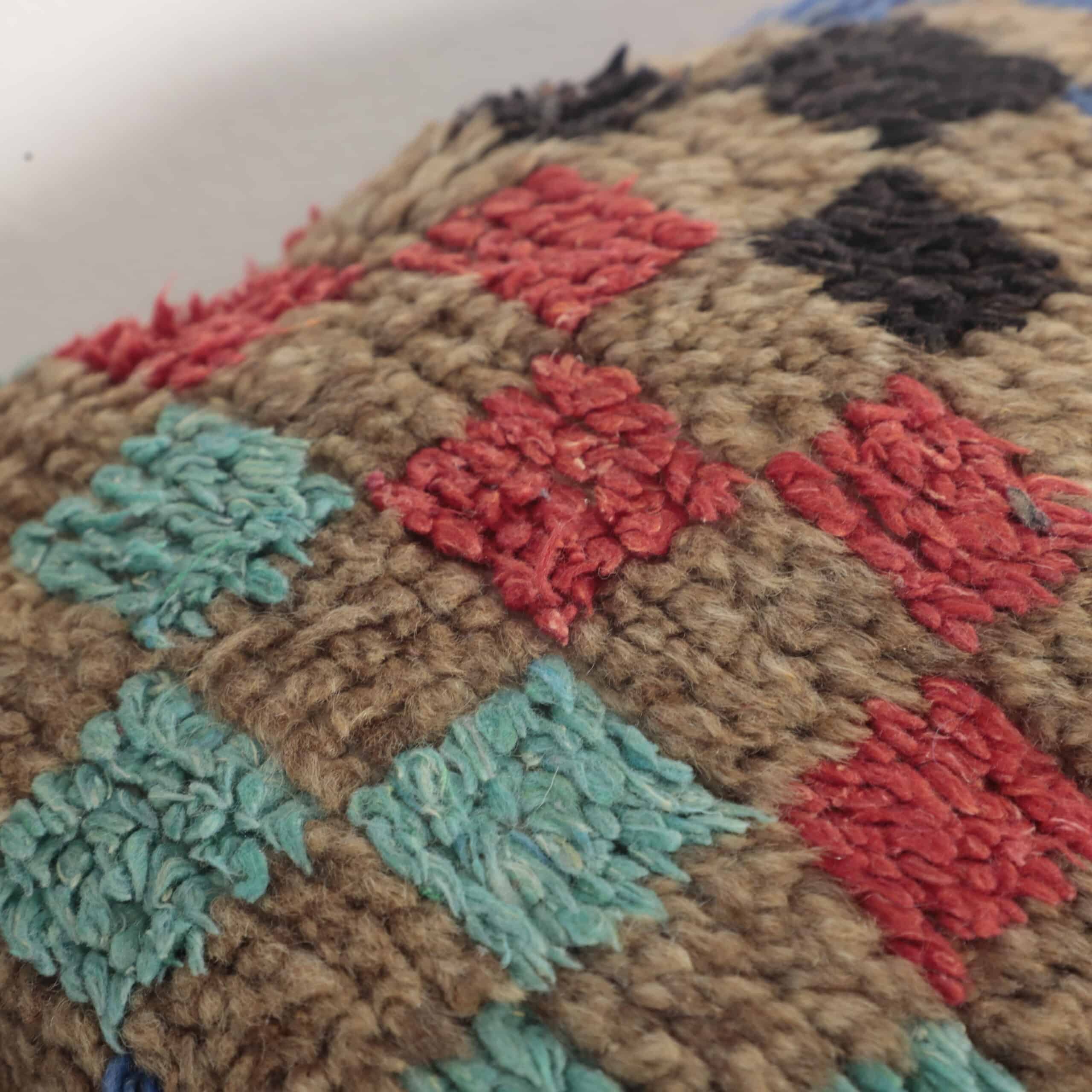 Moroccan Checkered Wool Pillow 36x30 cm | Handmade Berber Cushion - Image 6