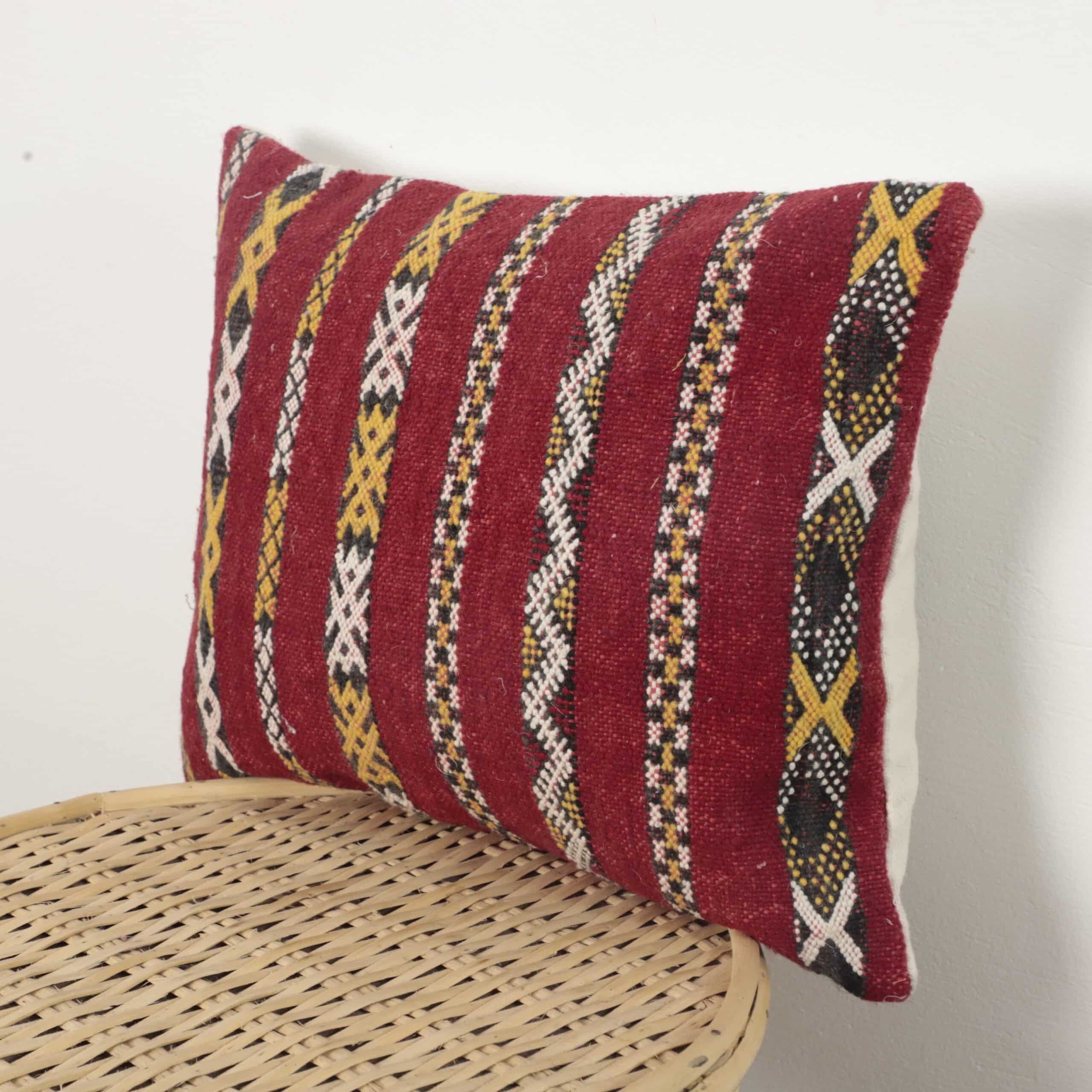 Moroccan Tribal Kilim Pillow 43x34 cm | Handmade Berber Cushion - Image 2