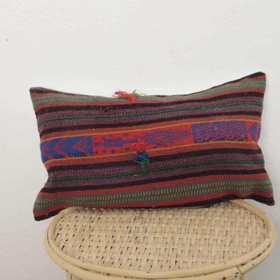 Moroccan lumbar kilim pillow