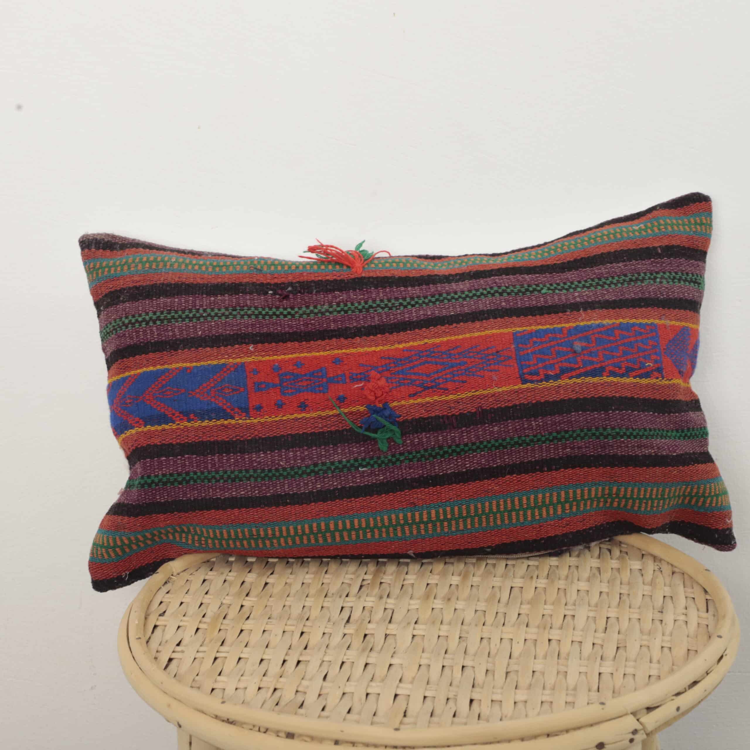 Moroccan lumbar kilim pillow