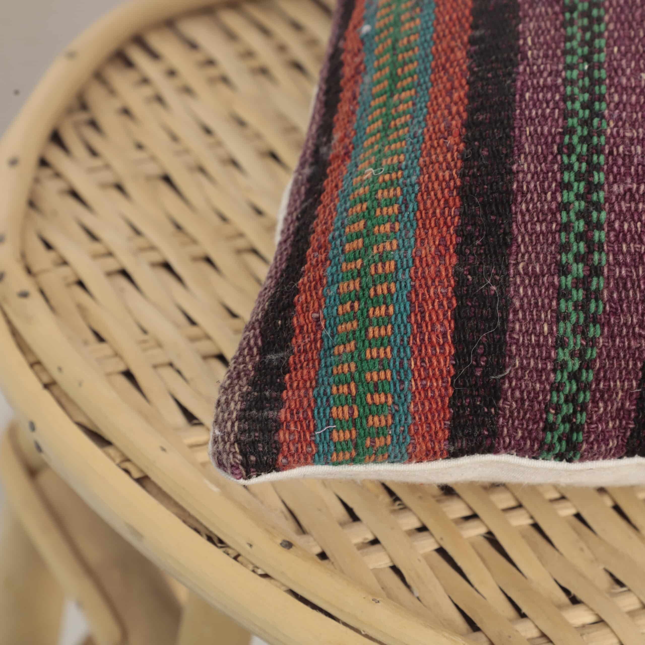 Moroccan Lumbar Kilim Pillow 48x28 cm | Handmade Berber Cushion - Image 4