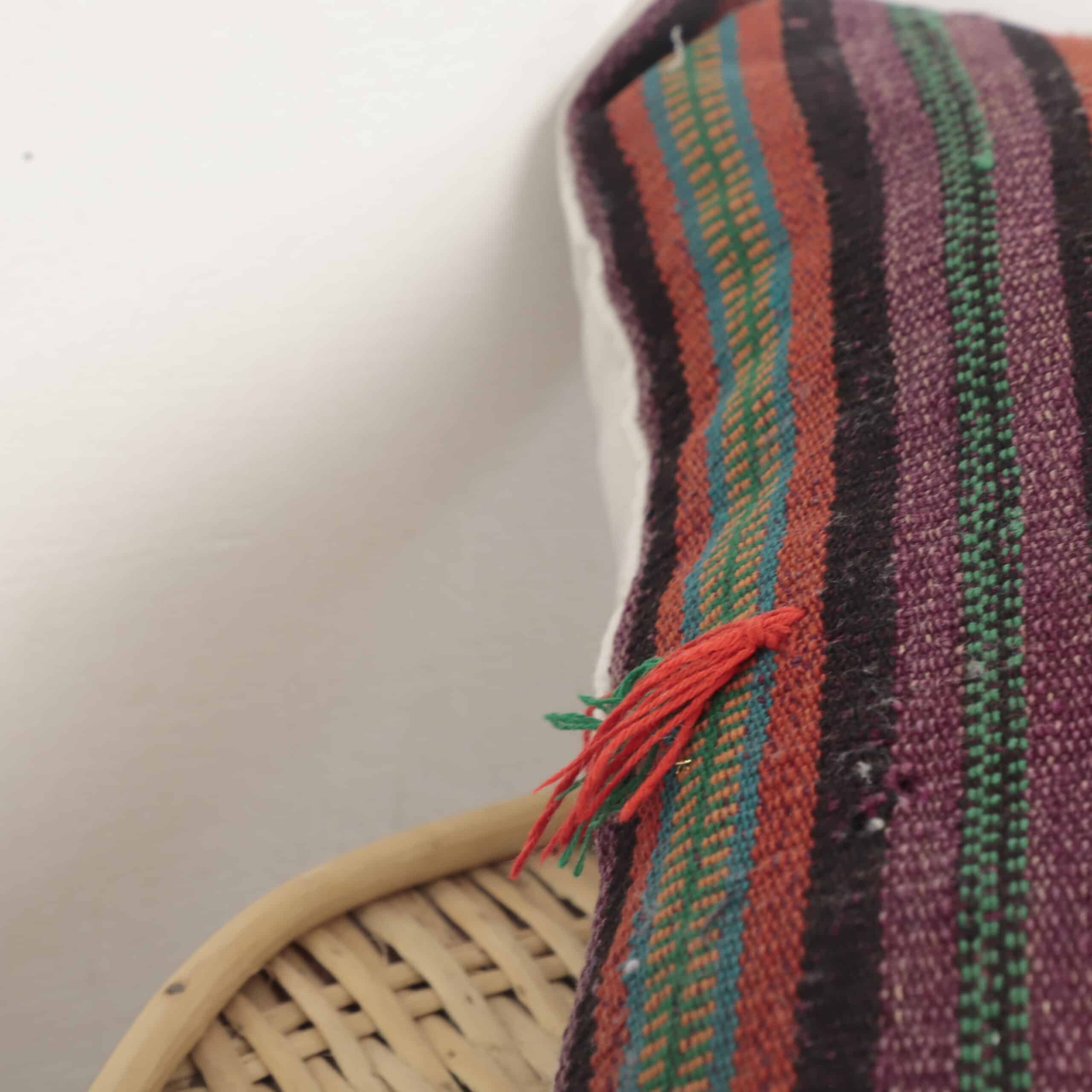Moroccan Lumbar Kilim Pillow 48x28 cm | Handmade Berber Cushion - Image 5