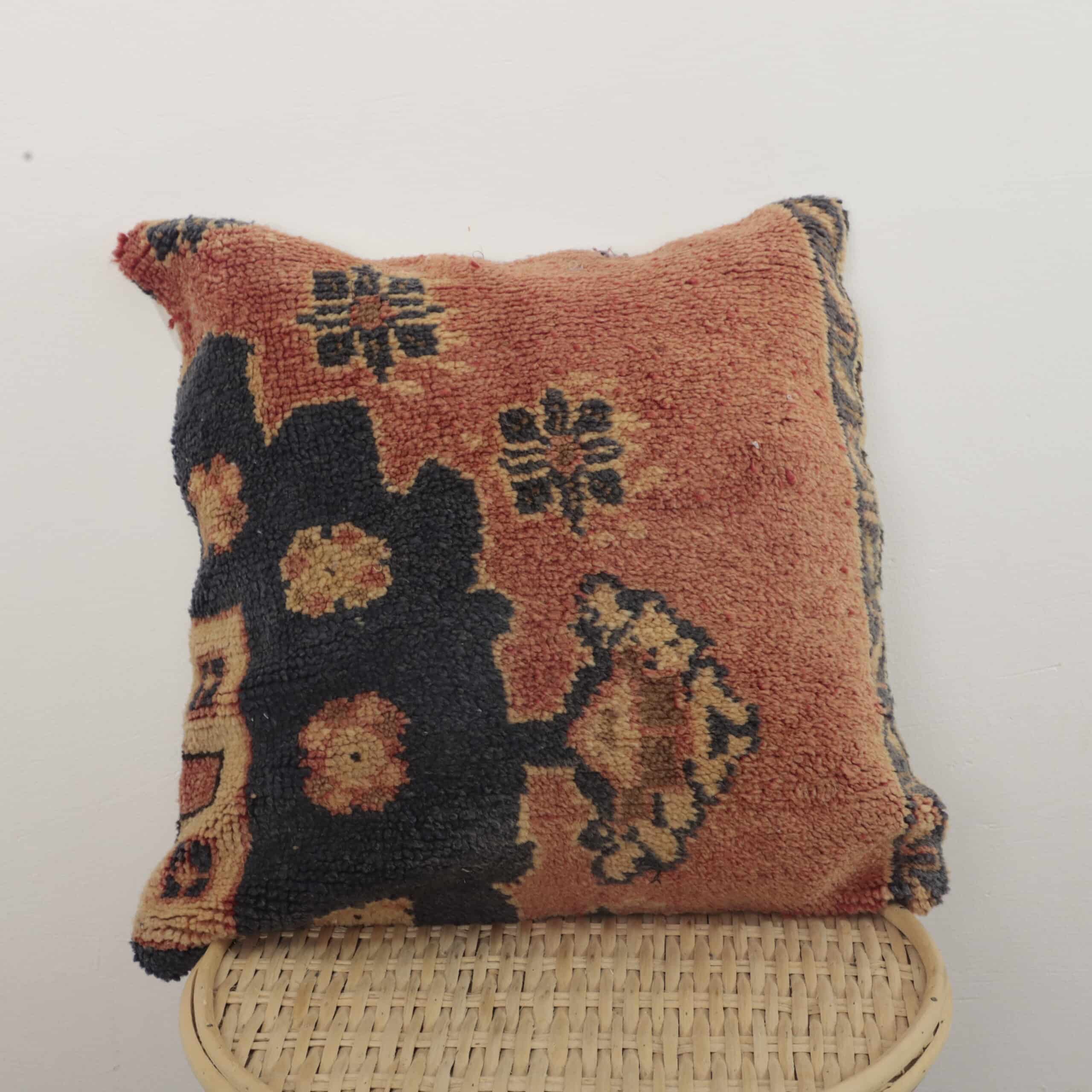 Moroccan wool art pillow