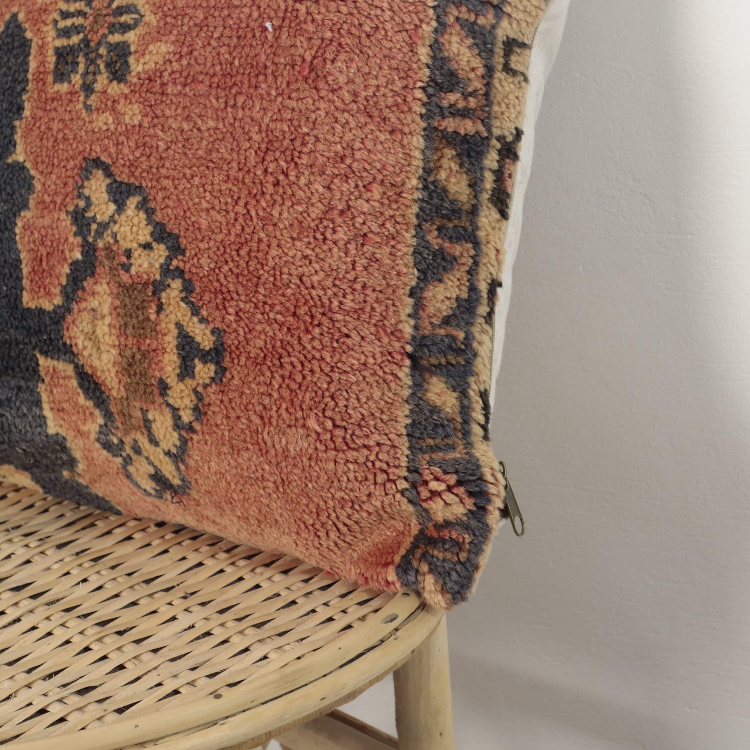 Moroccan Wool Art Pillow 46x45 cm | Handmade Berber Cushion - Image 8