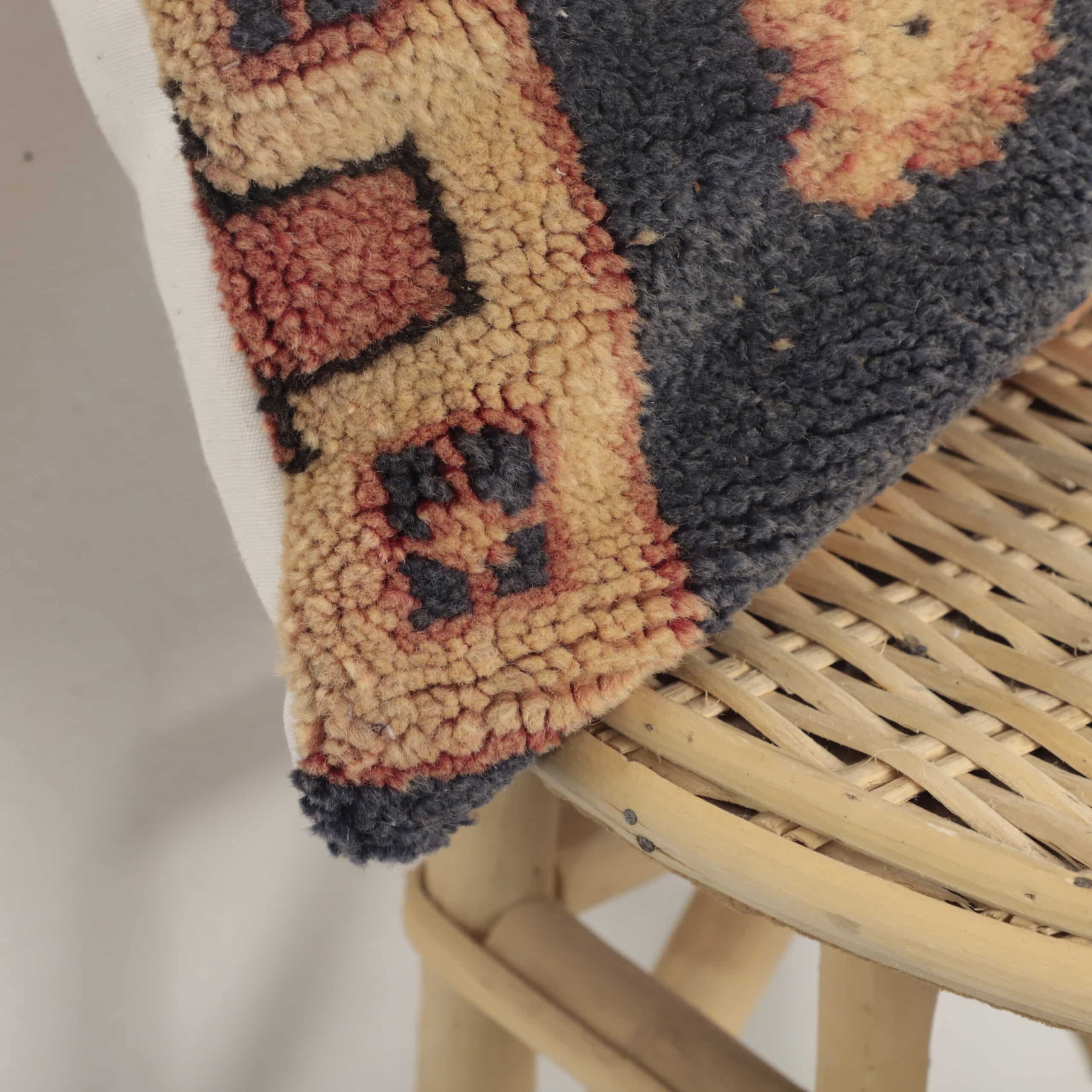 Moroccan Wool Art Pillow 46x45 cm | Handmade Berber Cushion - Image 5