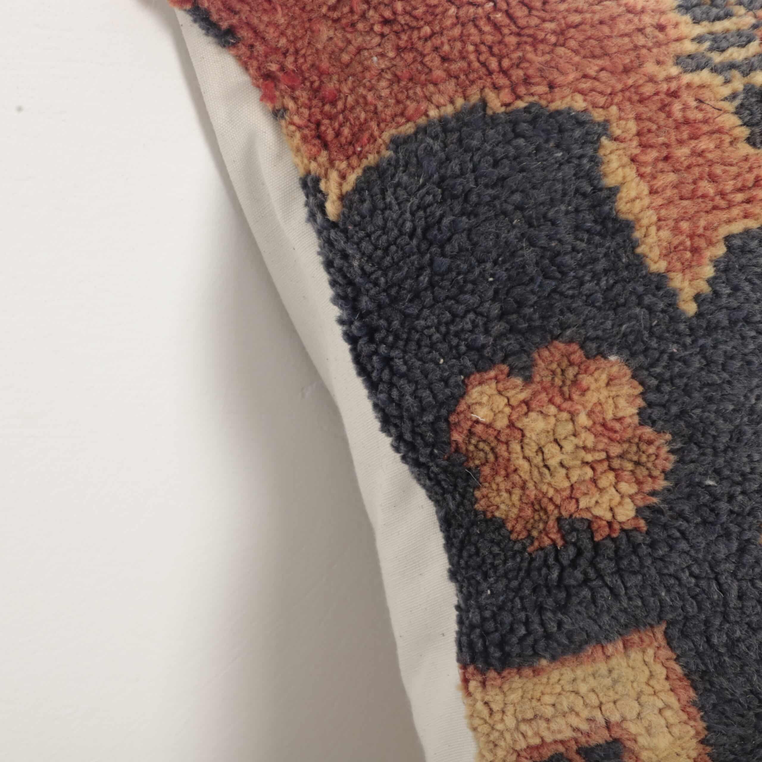 Moroccan Wool Art Pillow 46x45 cm | Handmade Berber Cushion - Image 6