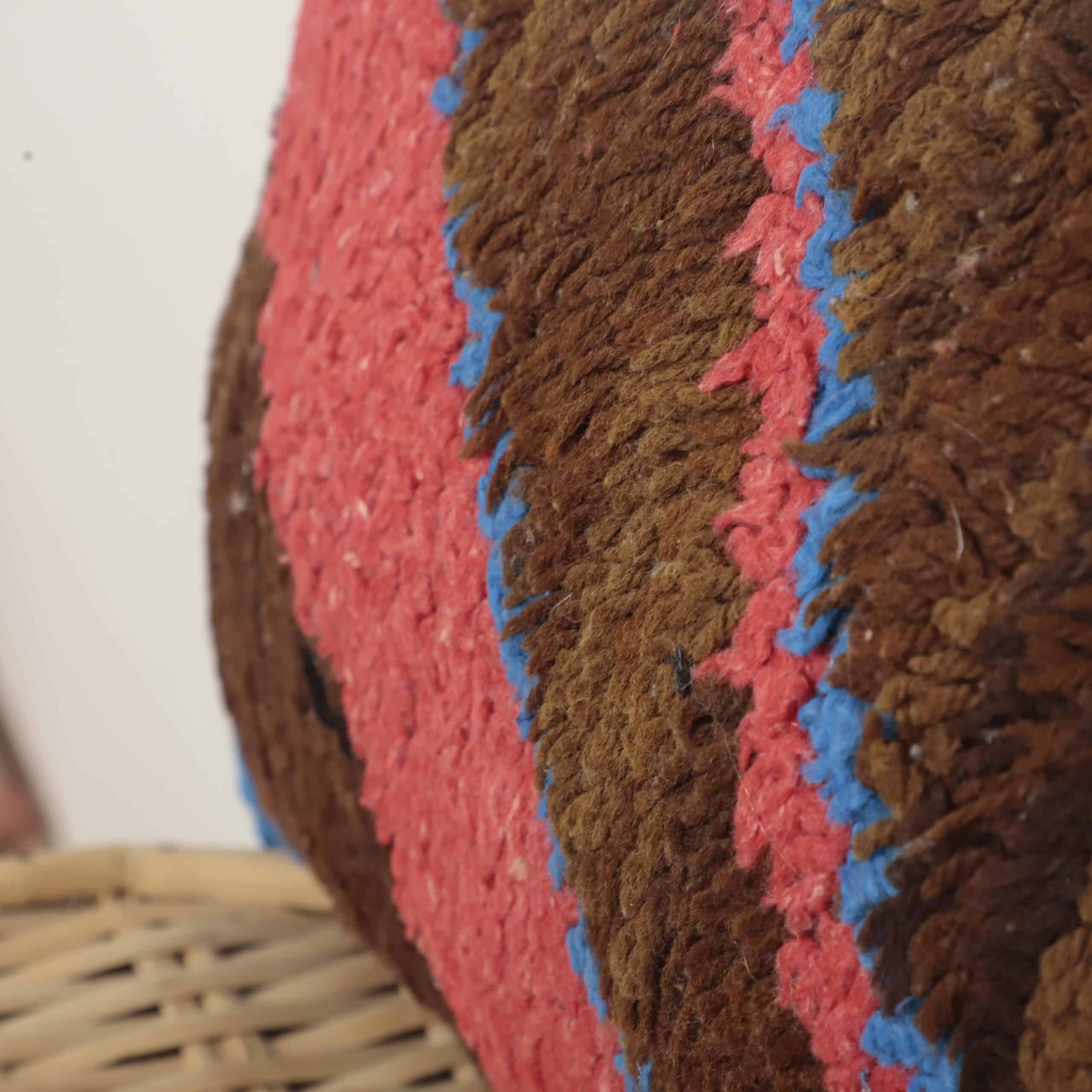 Moroccan Diagonal Wool Pillow 43x34 cm | Handmade Berber Cushion - Image 4