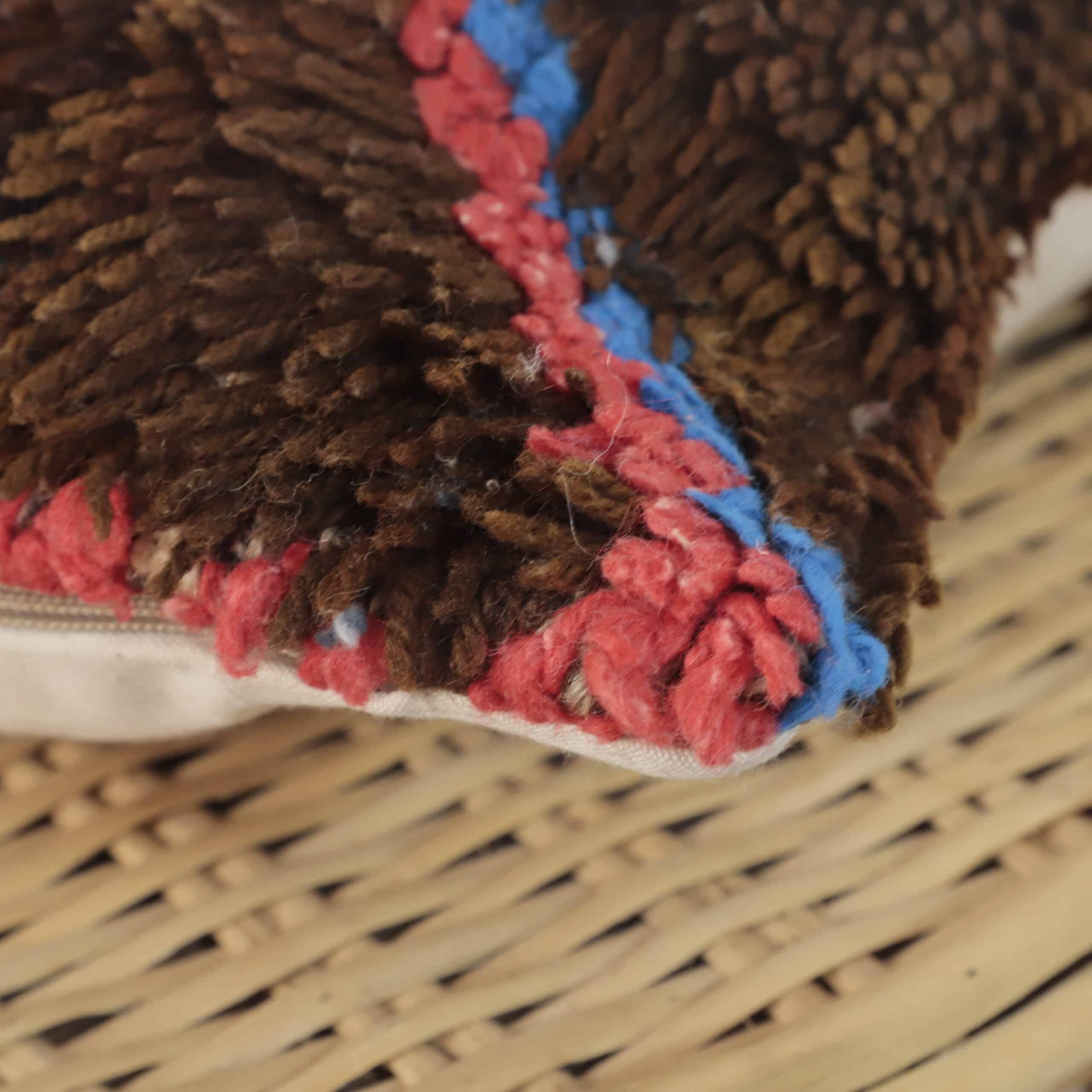 Moroccan Diagonal Wool Pillow 43x34 cm | Handmade Berber Cushion - Image 5