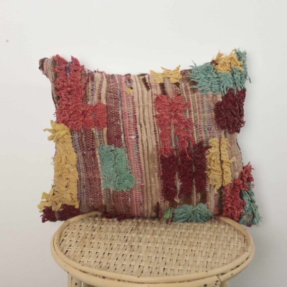 Moroccan textured wool pillow