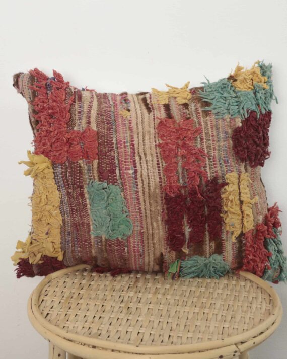 Moroccan textured wool pillow