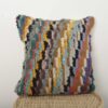 Moroccan earthy striped wool pillow with handmade texture