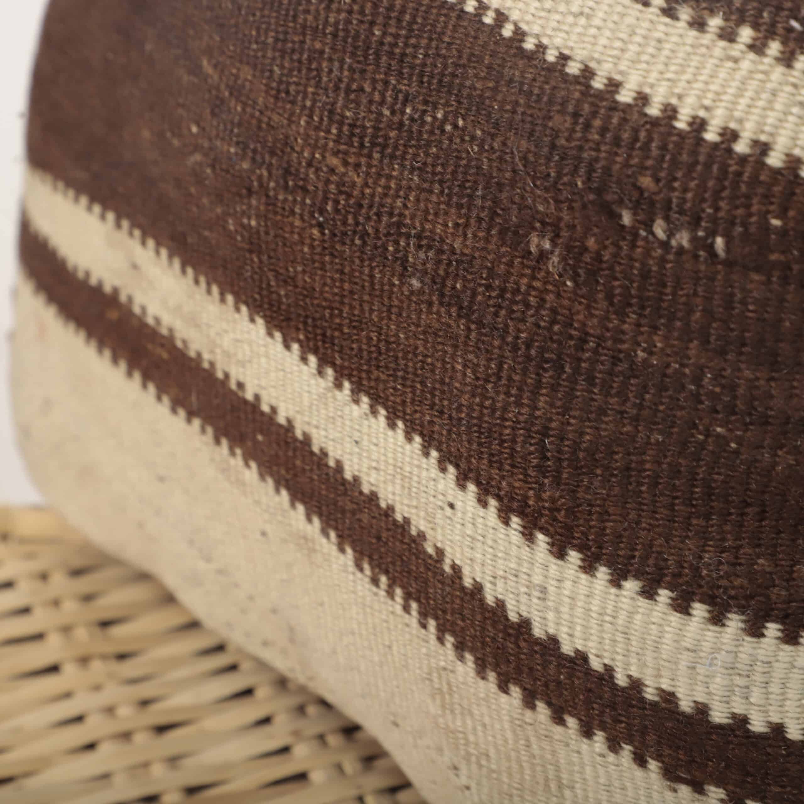 Neutral Moroccan Pillow 39x36 cm – Handmade Berber Cushion with Natural Stripes - Image 4
