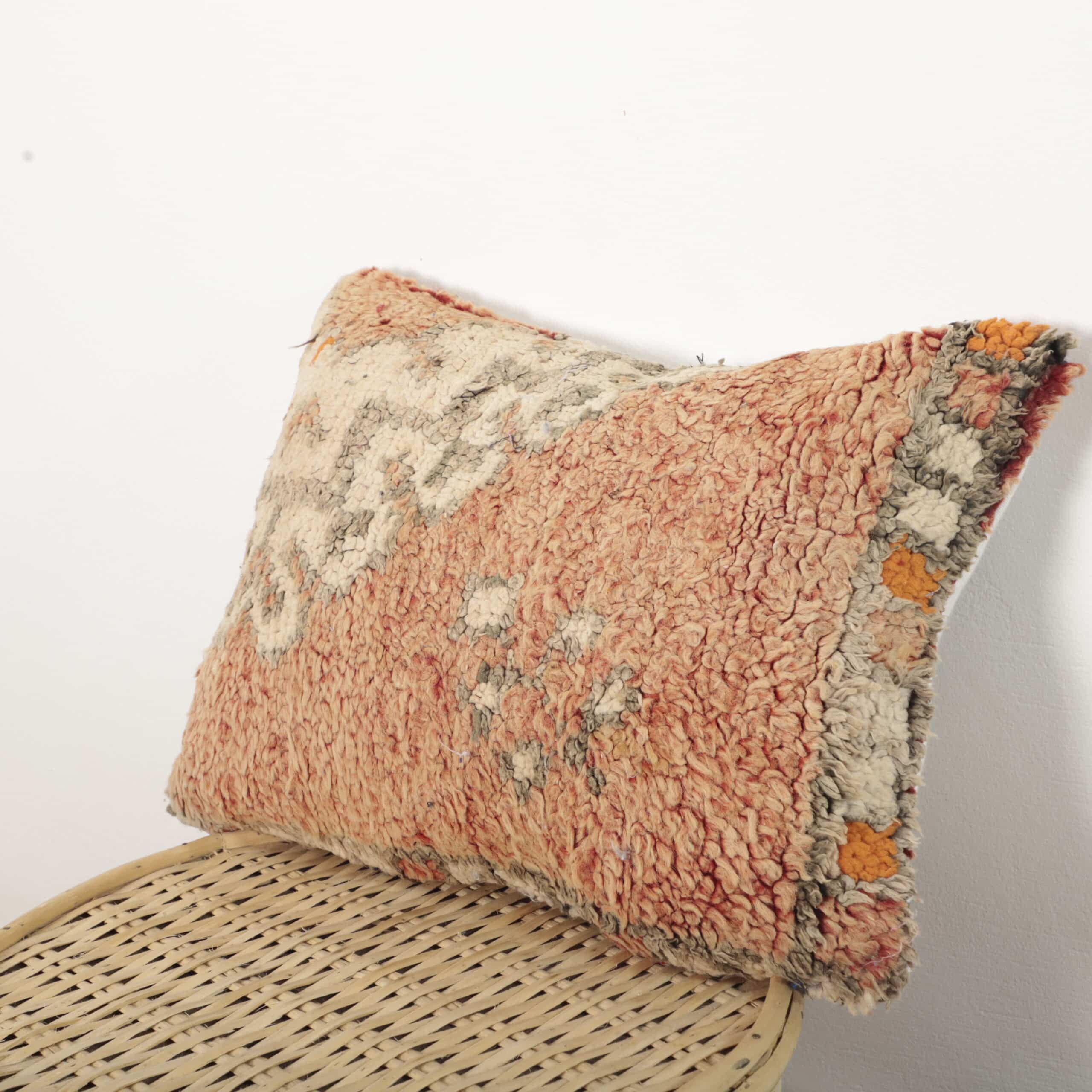 Moroccan Wool Pillow 46x32 cm – Handmade Vintage Berber Cushion - Image 2