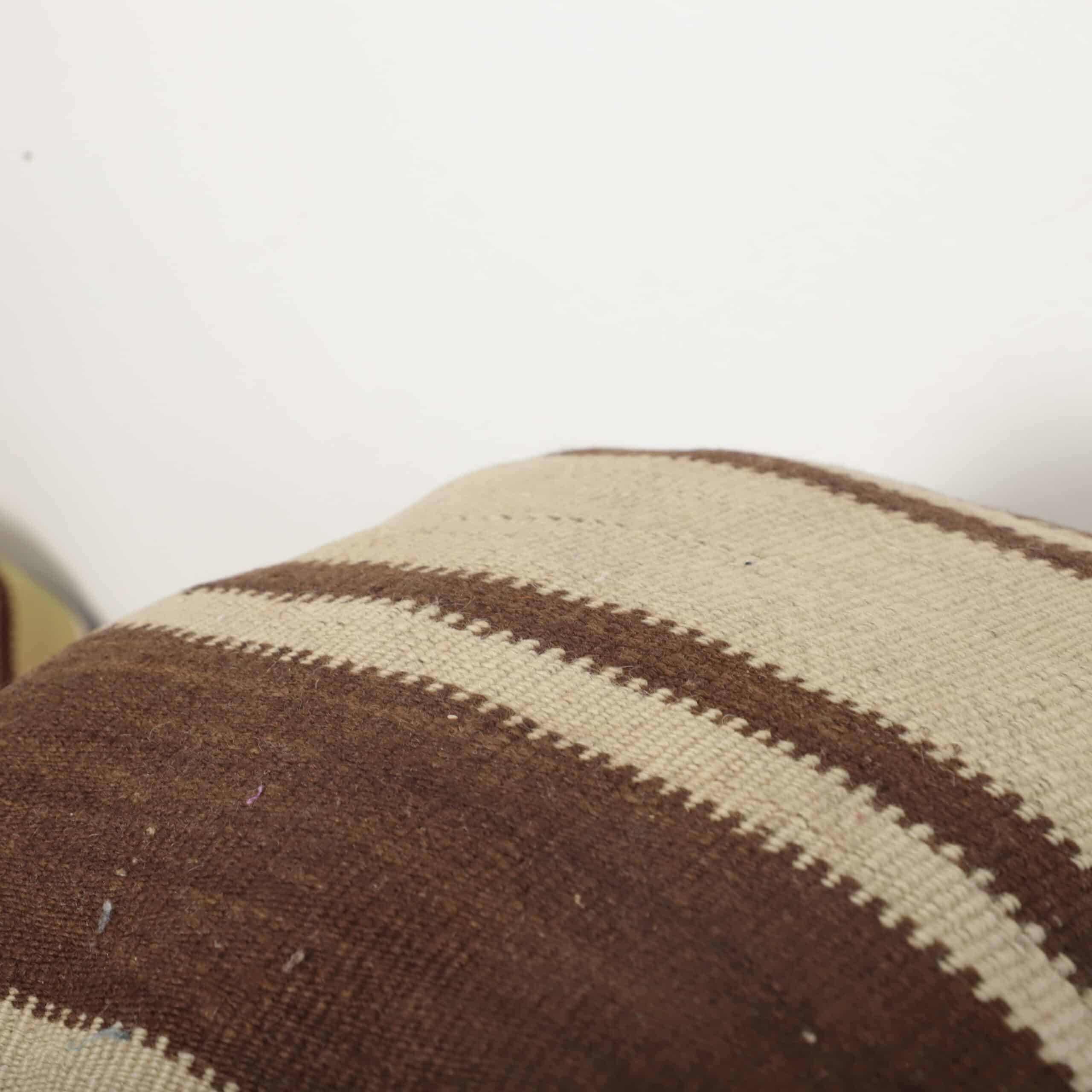 Striped Moroccan Pillow 40x38 cm – Handmade Berber Cushion in Natural Tones - Image 3