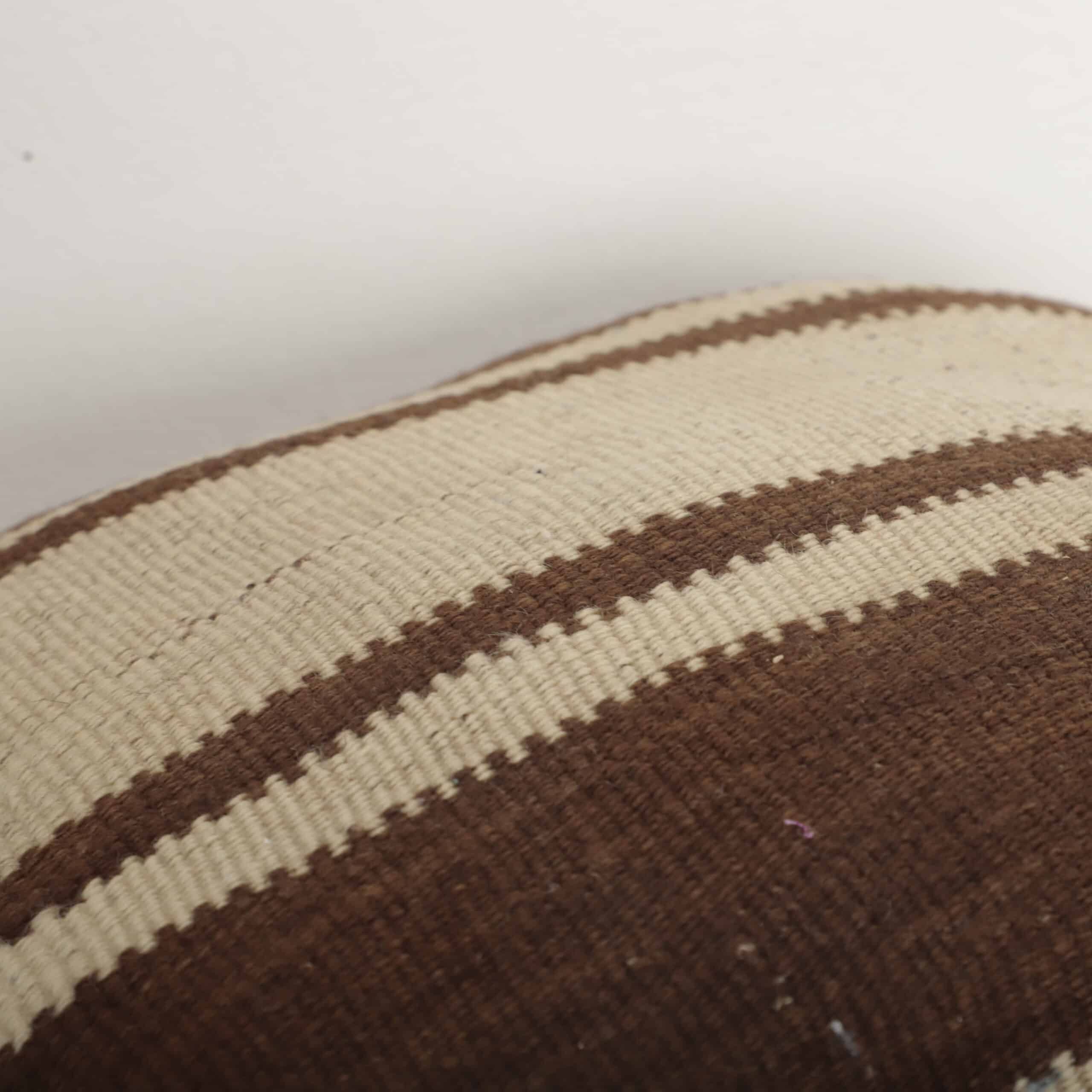 Striped Moroccan Pillow 40x38 cm – Handmade Berber Cushion in Natural Tones - Image 5