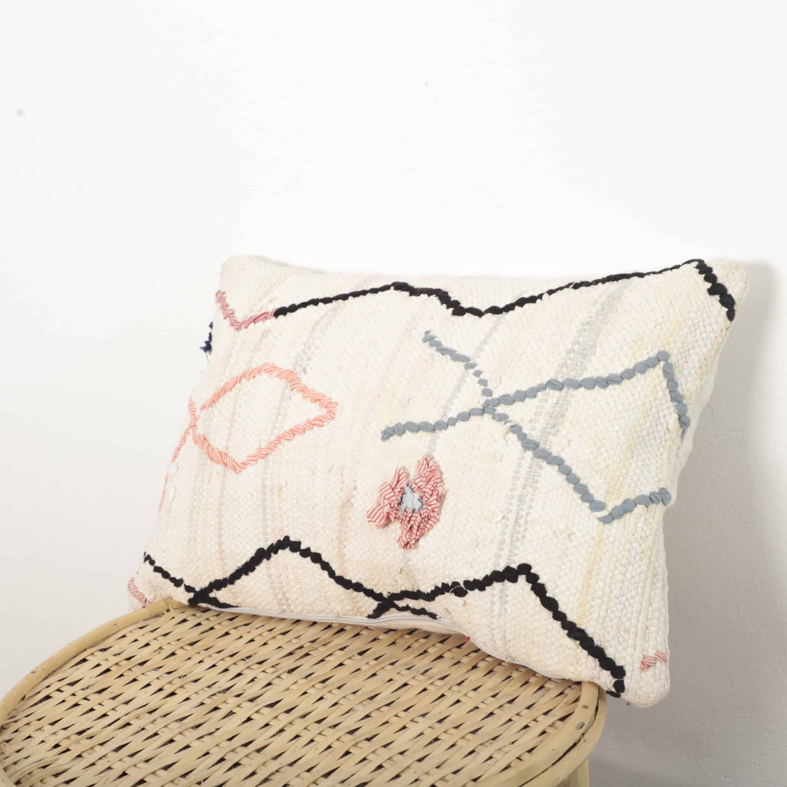 Moroccan Berber Lumbar Pillow 46x30 cm – Handmade Wool Cushion with Geometric Patterns - Image 8