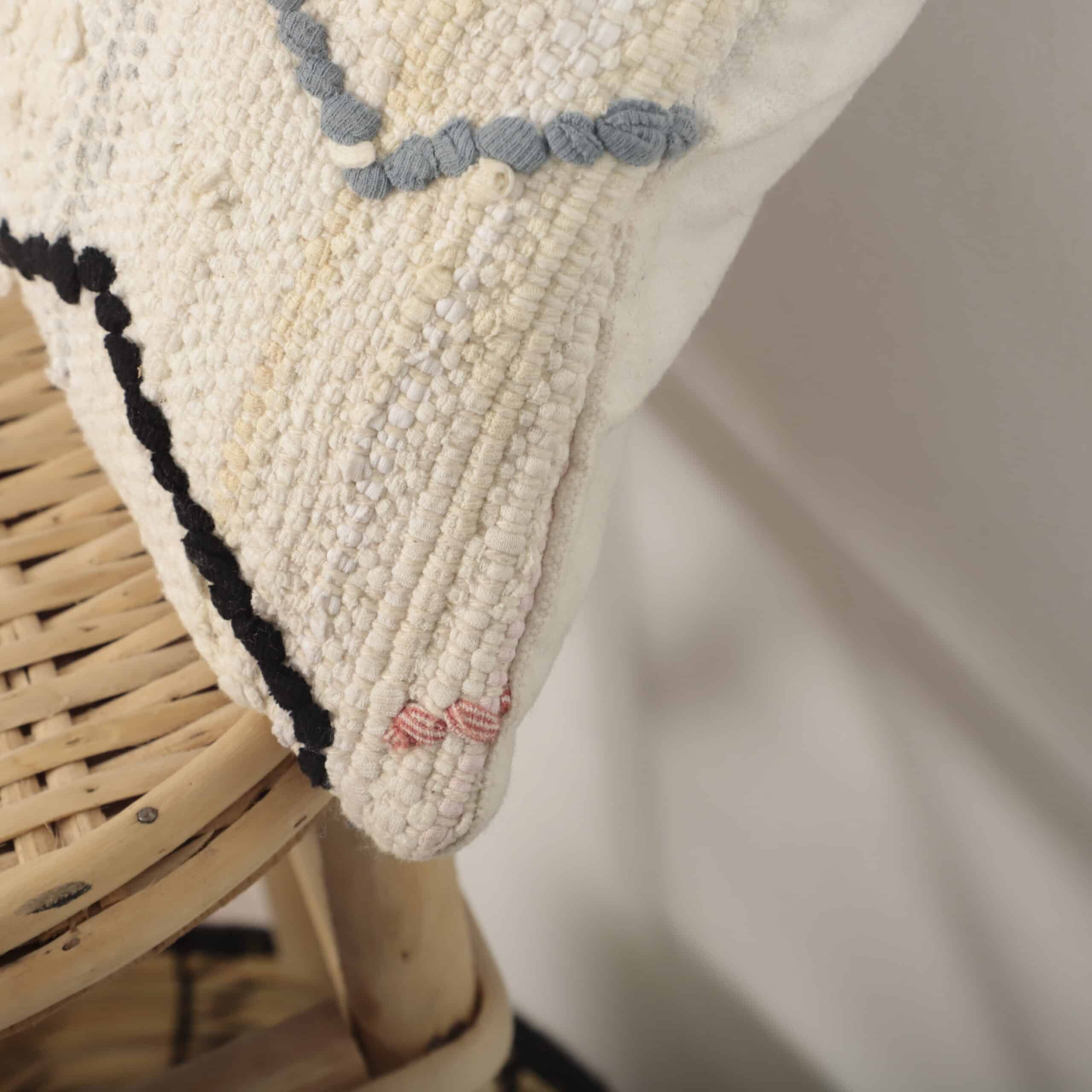 Moroccan Berber Lumbar Pillow 46x30 cm – Handmade Wool Cushion with Geometric Patterns - Image 3