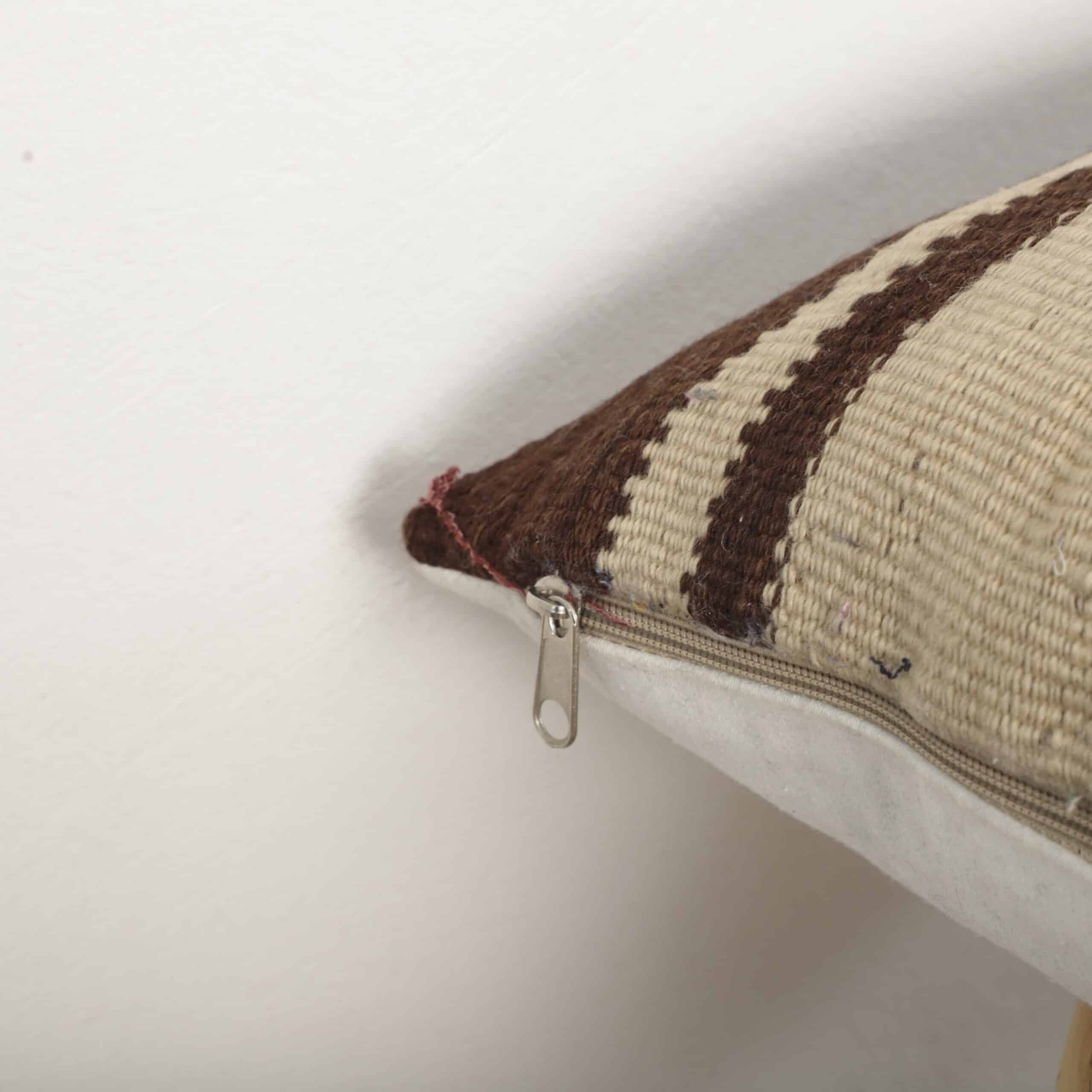 Moroccan Kilim Cushion 40x38 cm – Handmade Striped Berber Pillow - Image 8