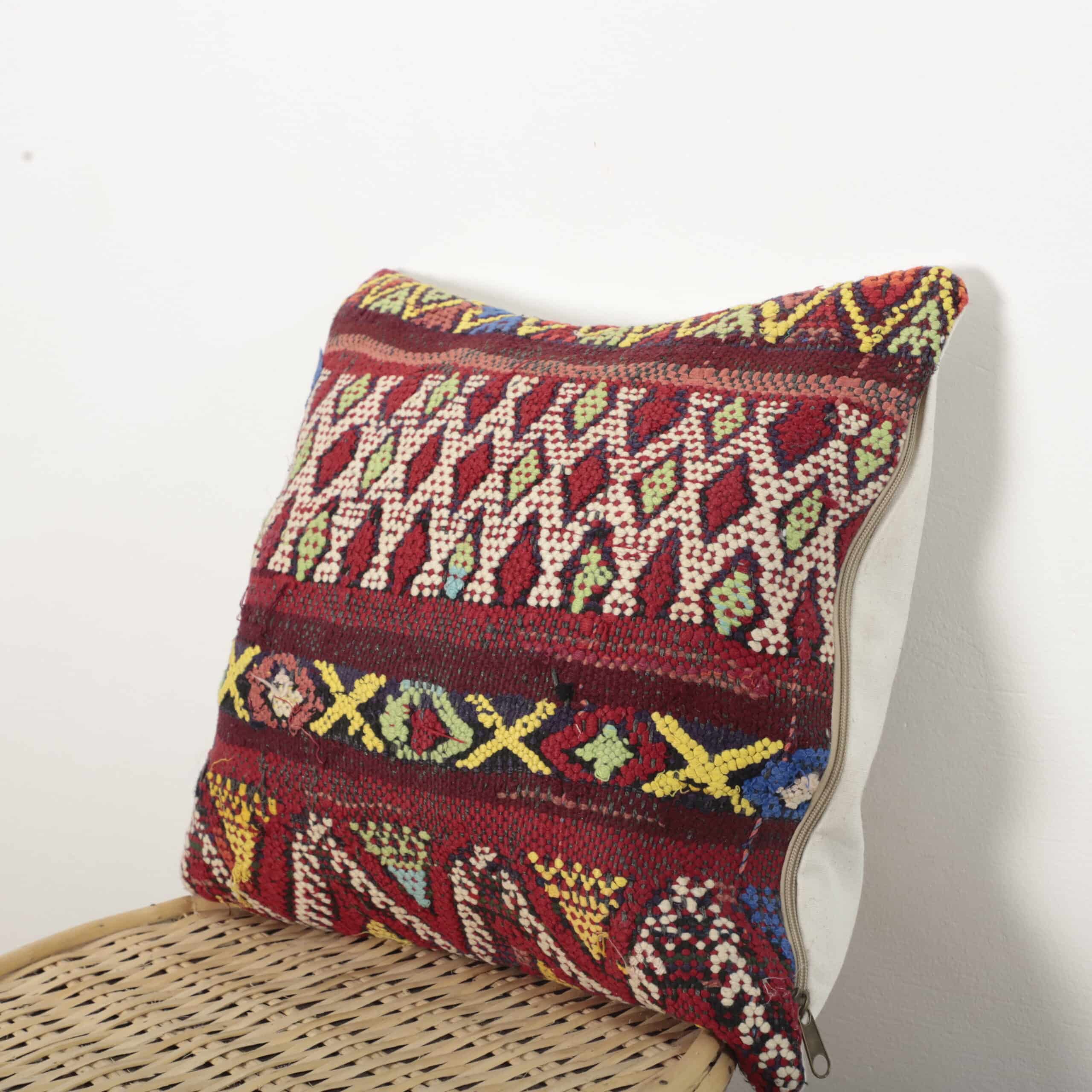 Moroccan Tribal Pillow 41x39 cm – Handmade Berber Cushion with Geometric Patterns - Image 7