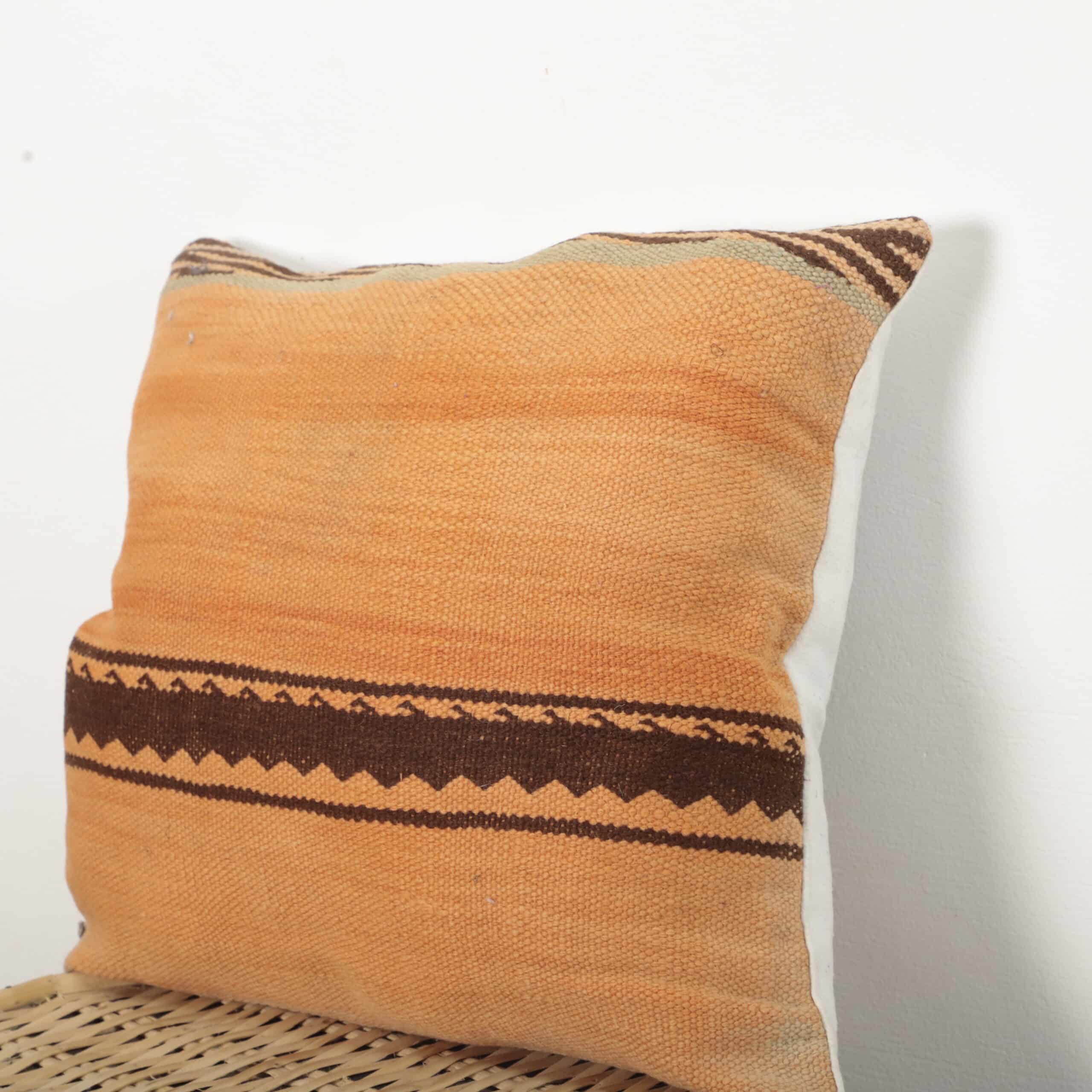 Moroccan Kilim Pillow Cover 40x37 cm – Handmade Berber Cushion in Warm Tones - Image 8