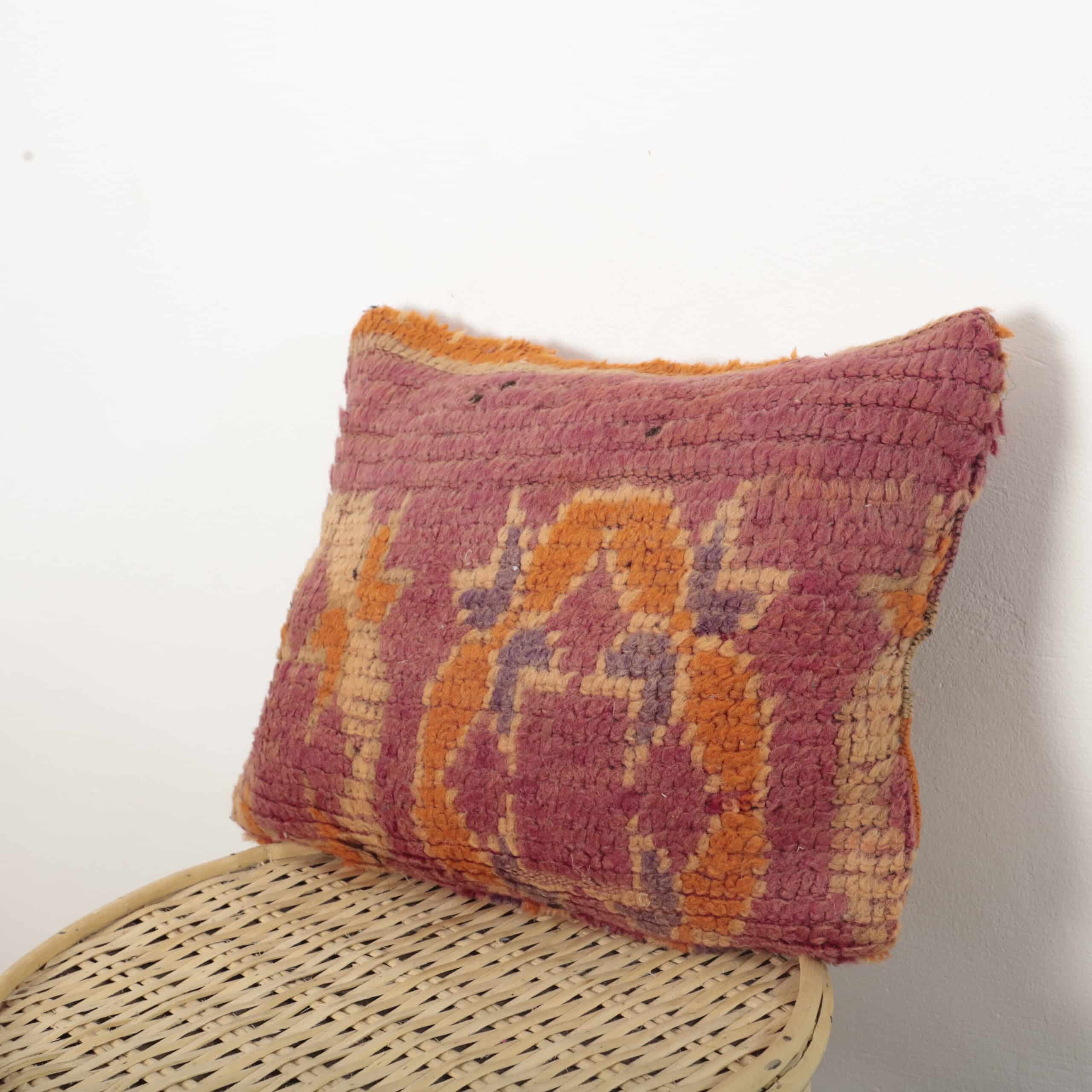 Vintage Moroccan Pillow 43x32 cm – Handmade Berber Cushion in Warm Tones - Image 6