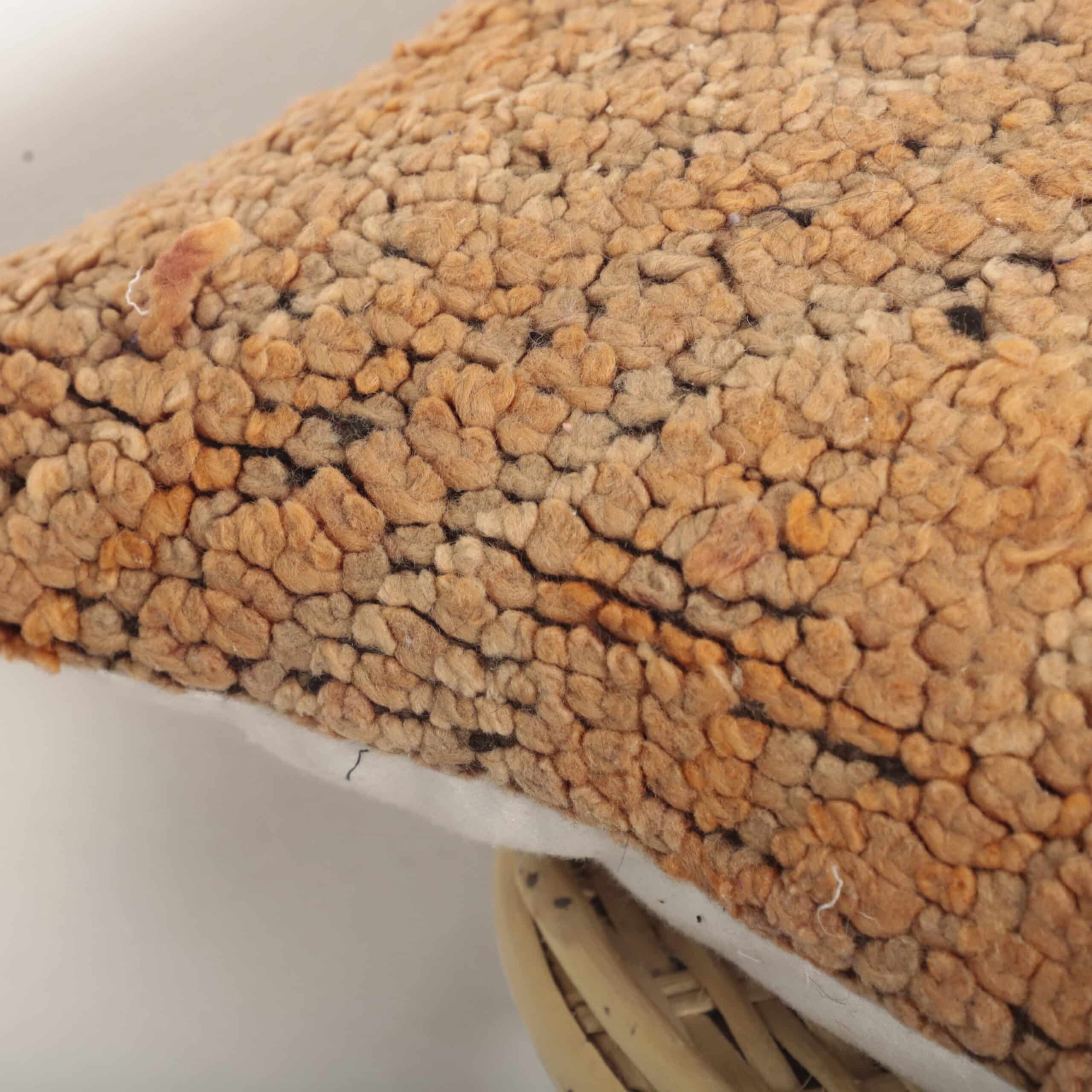 Moroccan Wool Pillow 44x42 cm – Handmade Berber Cushion in Warm Earth Tones - Image 2