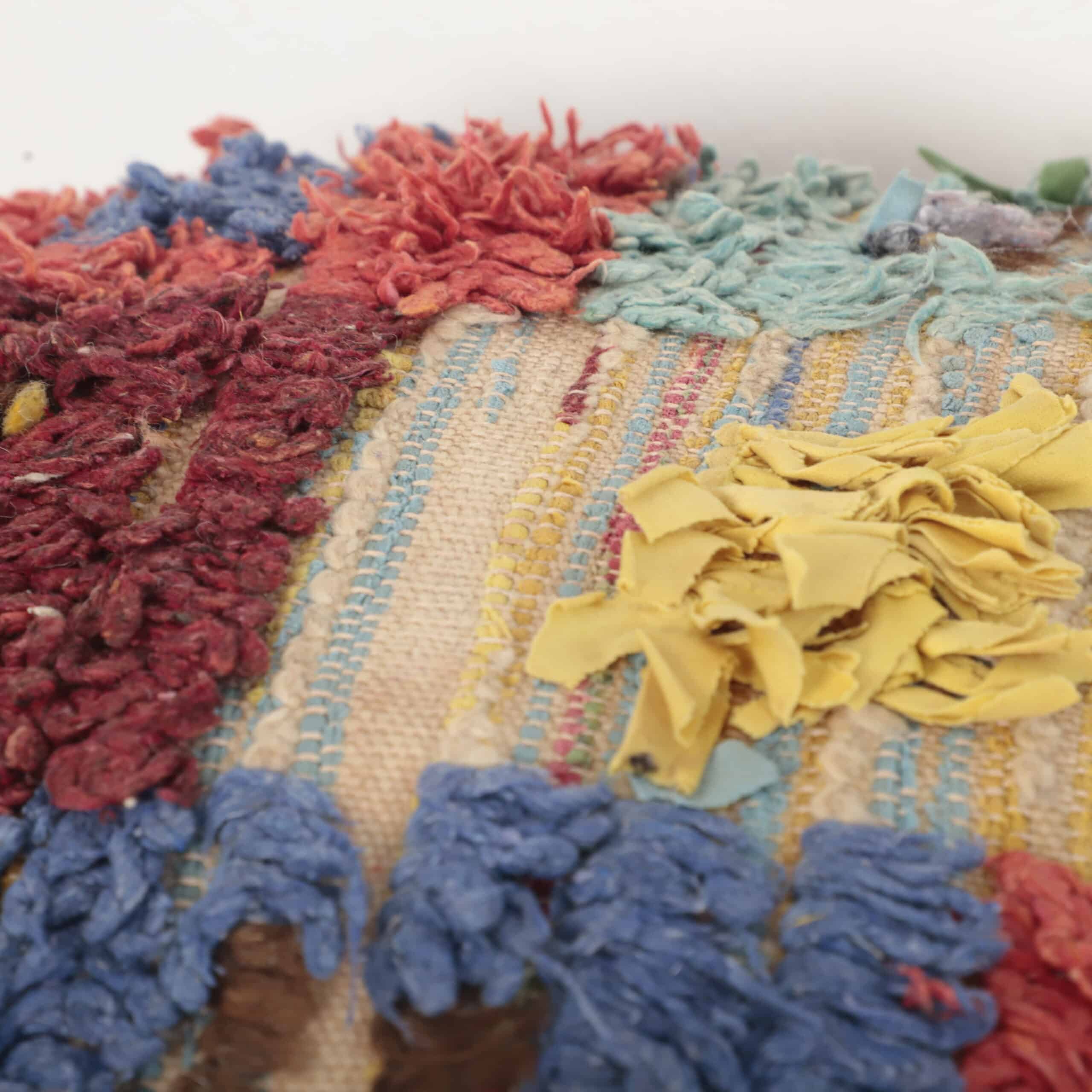 Moroccan Boucherouite Pillow 46x46 cm – Handmade Colorful Berber Cushion - Image 4