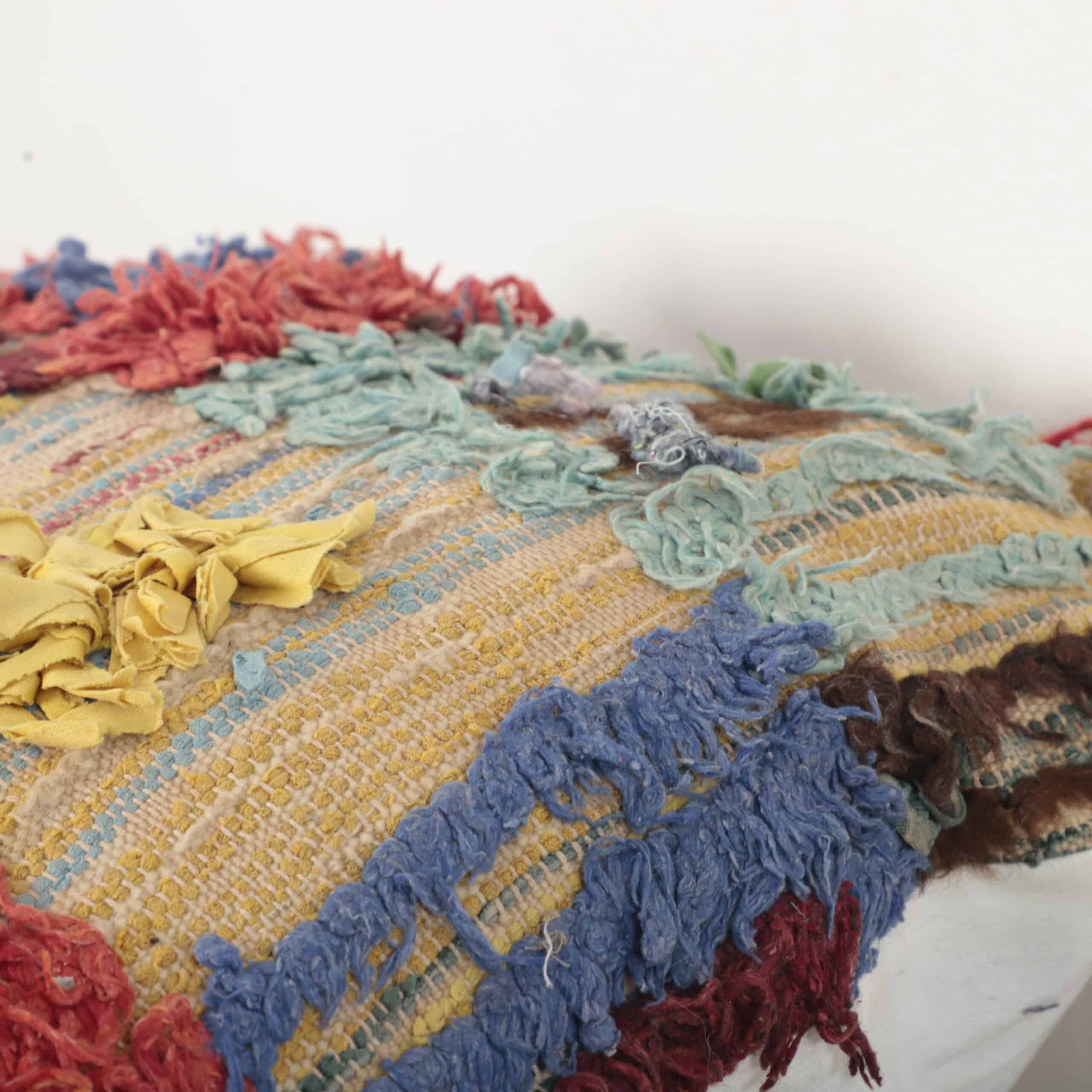 Moroccan Boucherouite Pillow 46x46 cm – Handmade Colorful Berber Cushion - Image 6