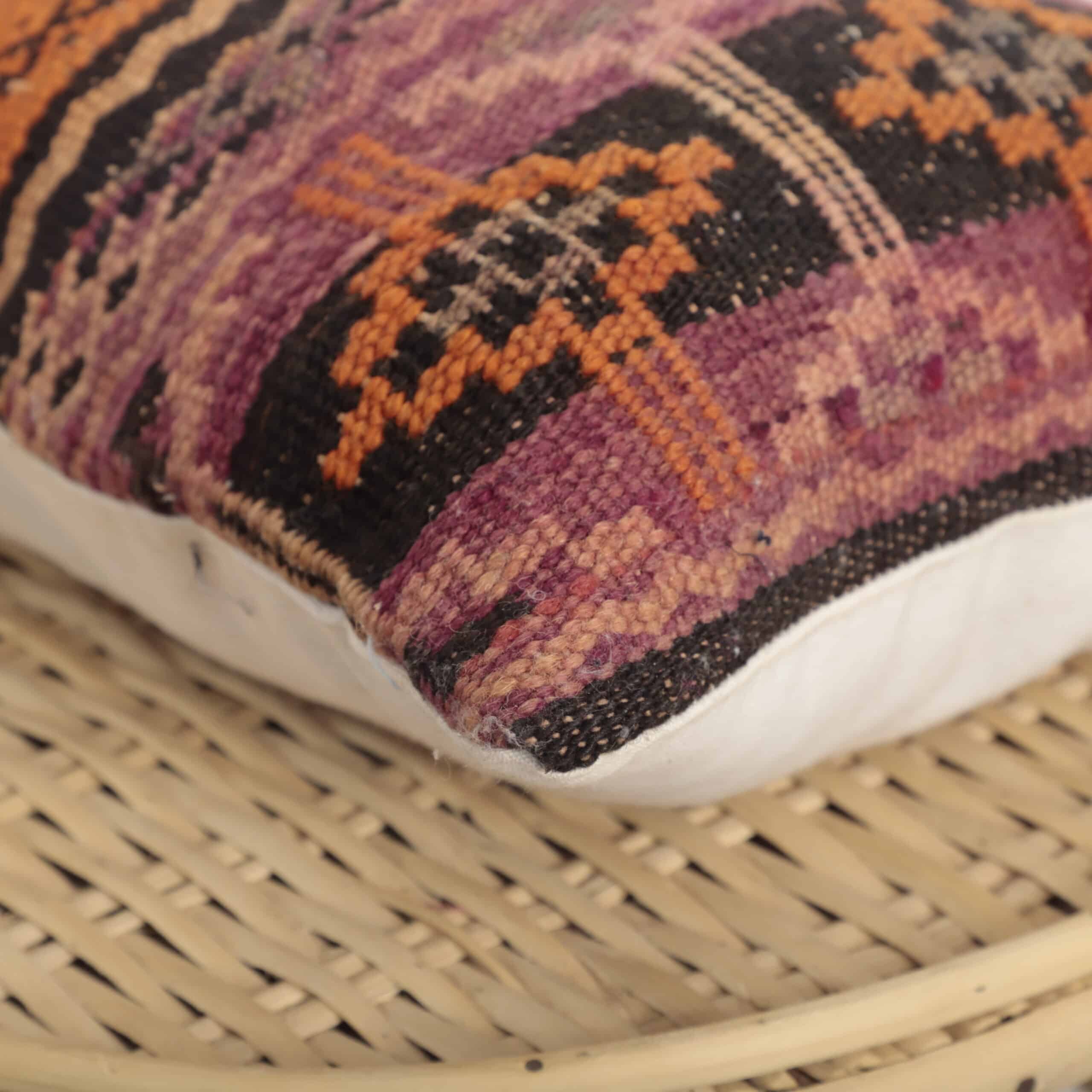 Moroccan Kilim Lumbar Pillow 46x30 cm – Handmade Berber Cushion with Tribal Stripes - Image 5