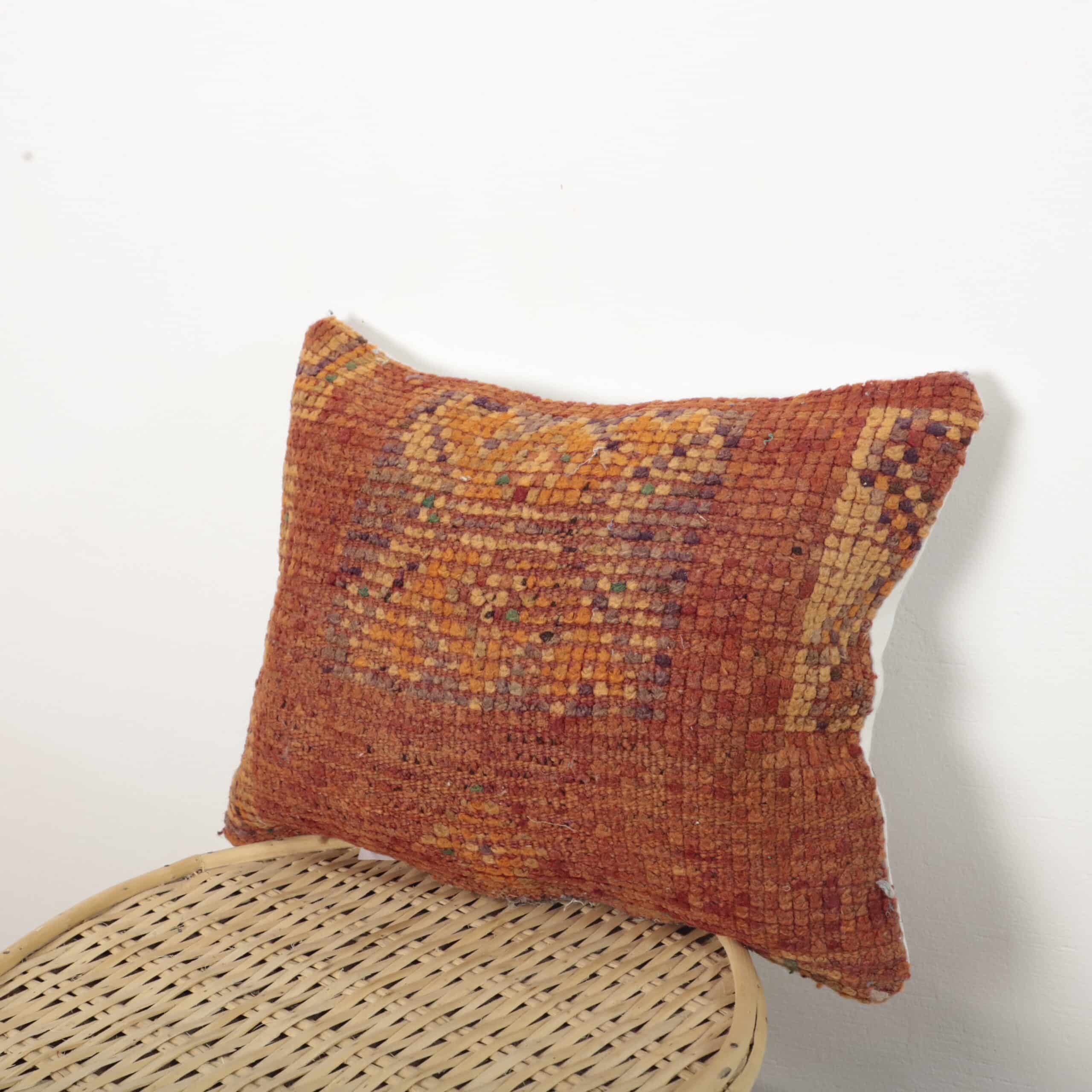 Rust Moroccan Kilim Pillow 45x34 cm – Handmade Berber Cushion in Warm Earthy Tones - Image 7