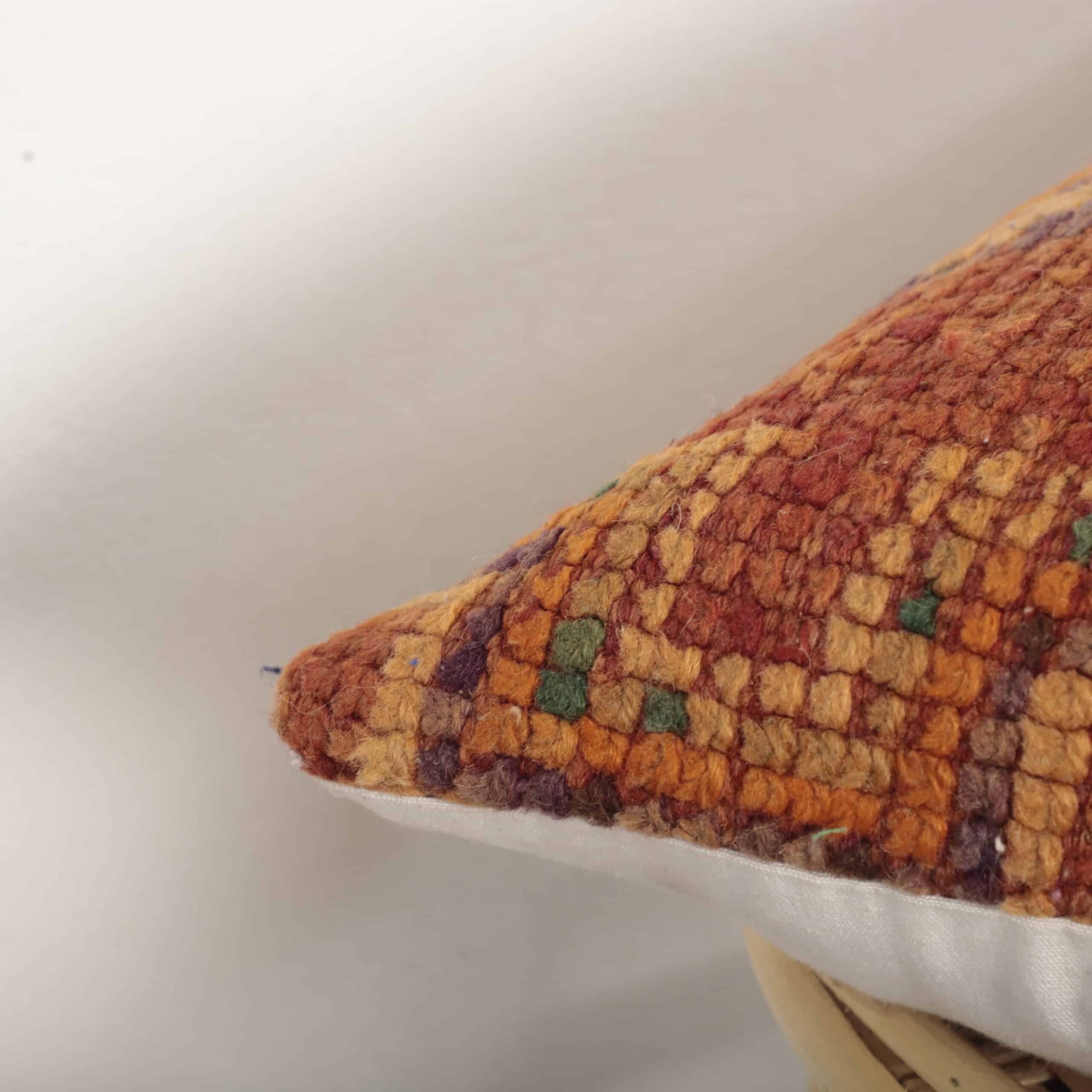 Rust Moroccan Kilim Pillow 45x34 cm – Handmade Berber Cushion in Warm Earthy Tones - Image 5