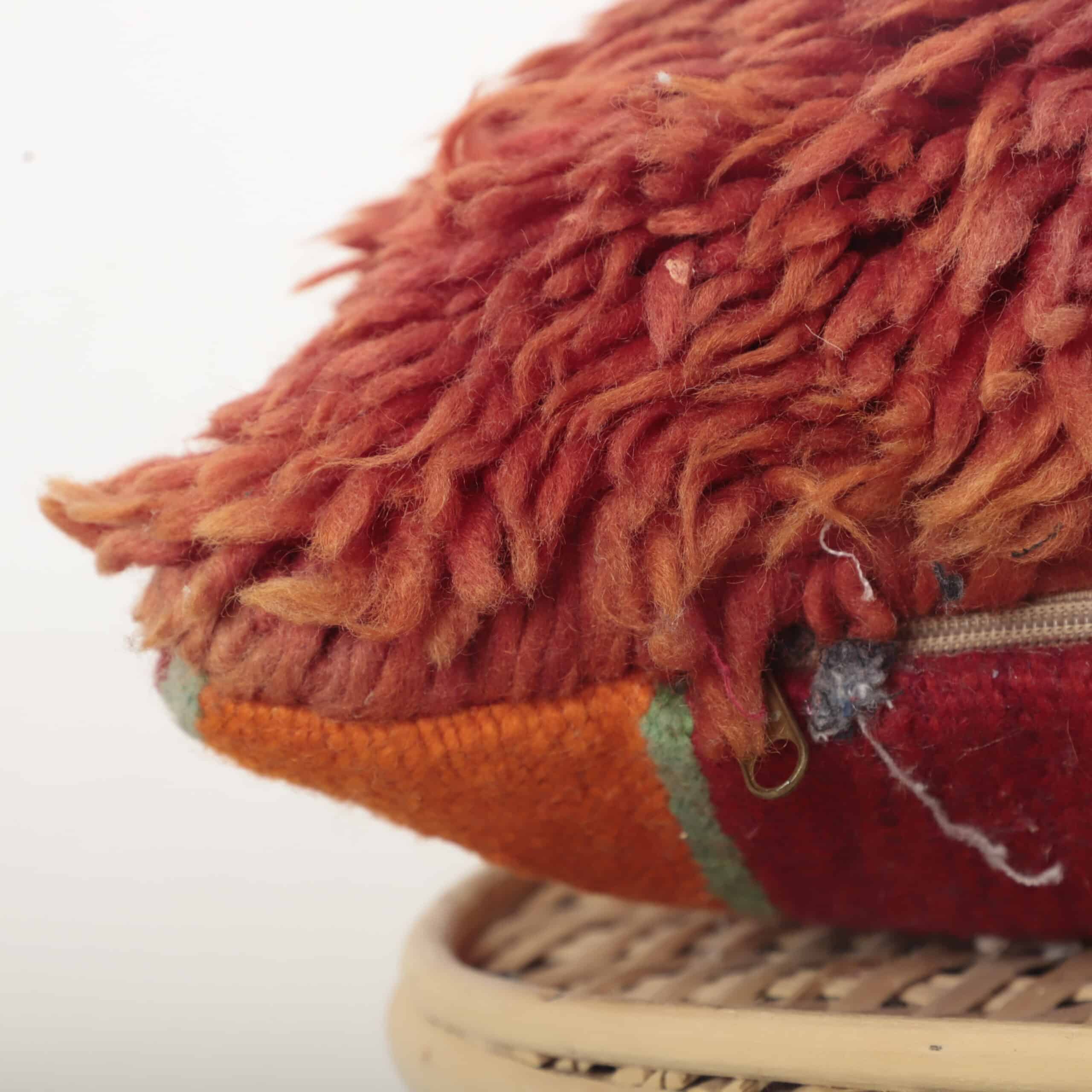 Moroccan Boujaad Wool Pillow 44x40 cm – Handmade Vintage Red Berber Cushion - Image 5