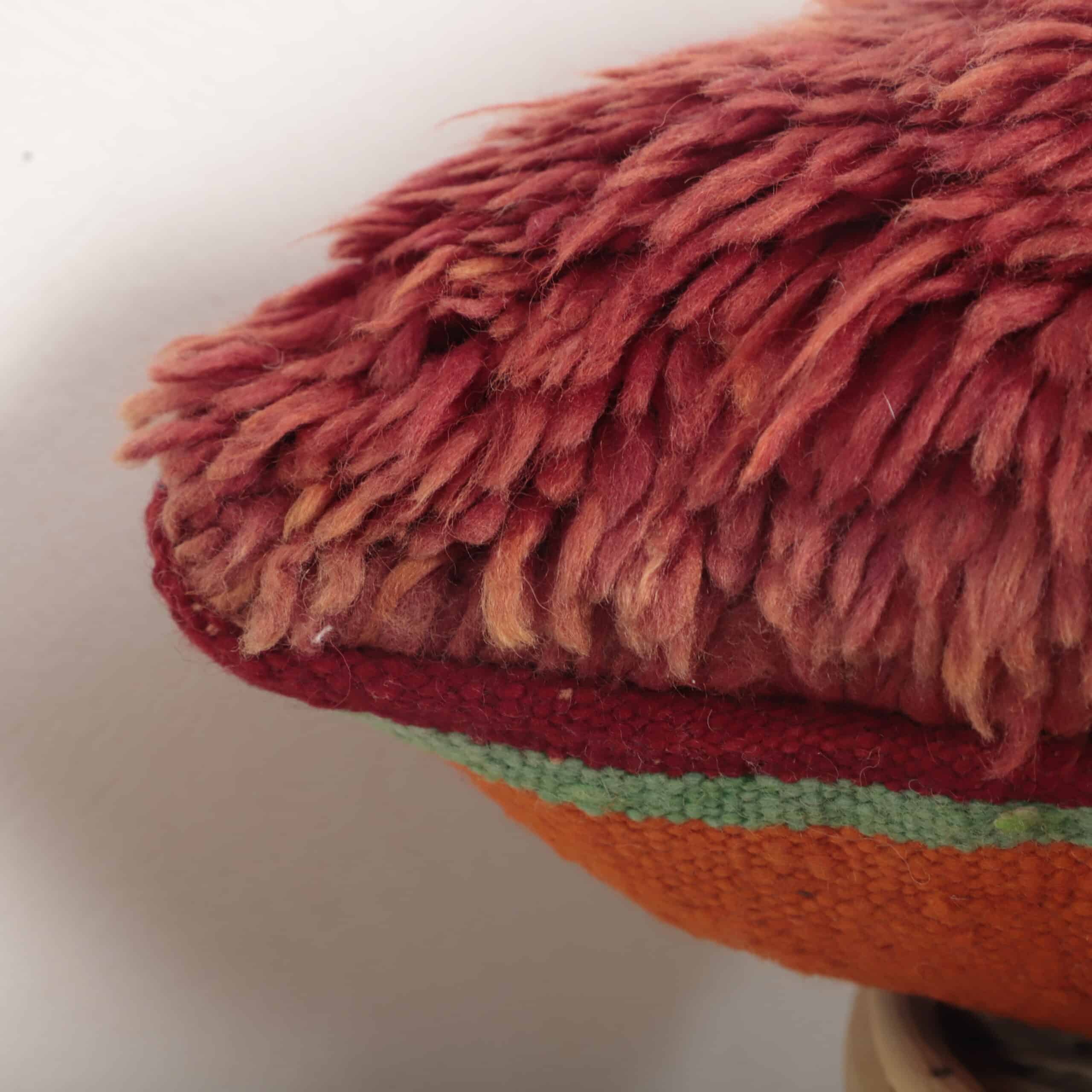 Moroccan Boujaad Wool Pillow 44x40 cm – Handmade Vintage Red Berber Cushion - Image 7