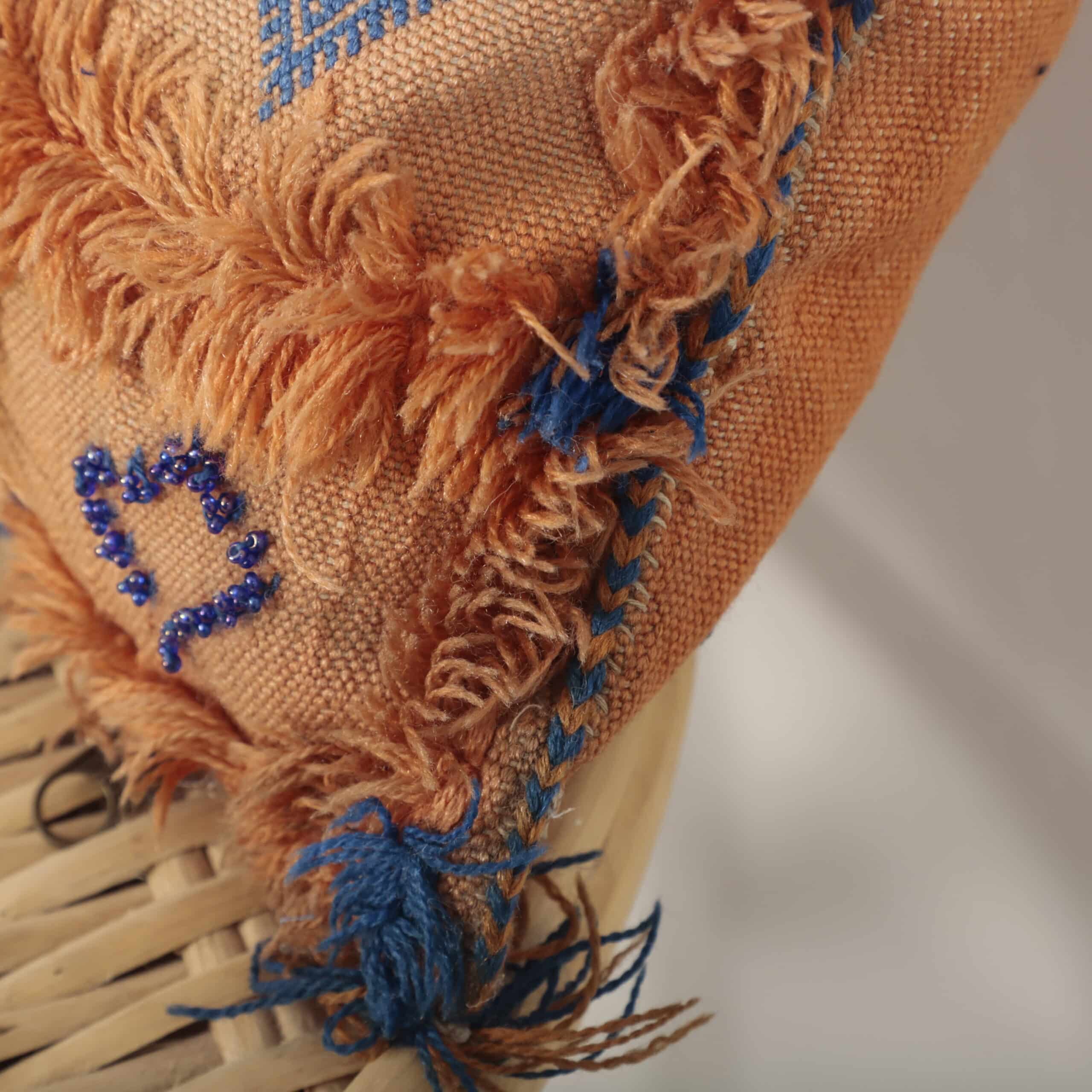 Moroccan Sabra Pillow 38x32 cm – Handmade Cactus Silk Cushion with Fringe - Image 4